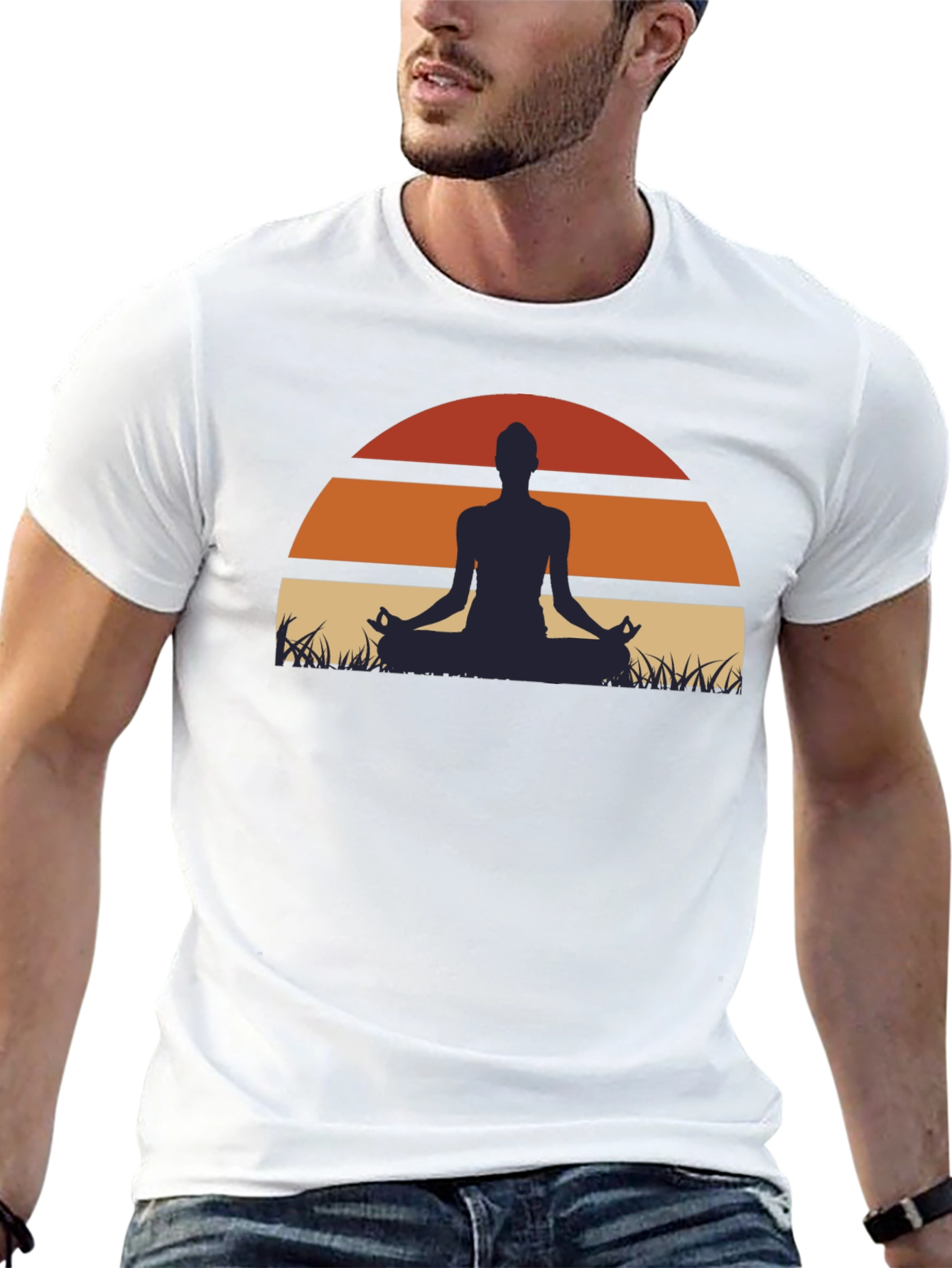 Yoga Sunset Graphic Tee - Mens Black T-Shirt