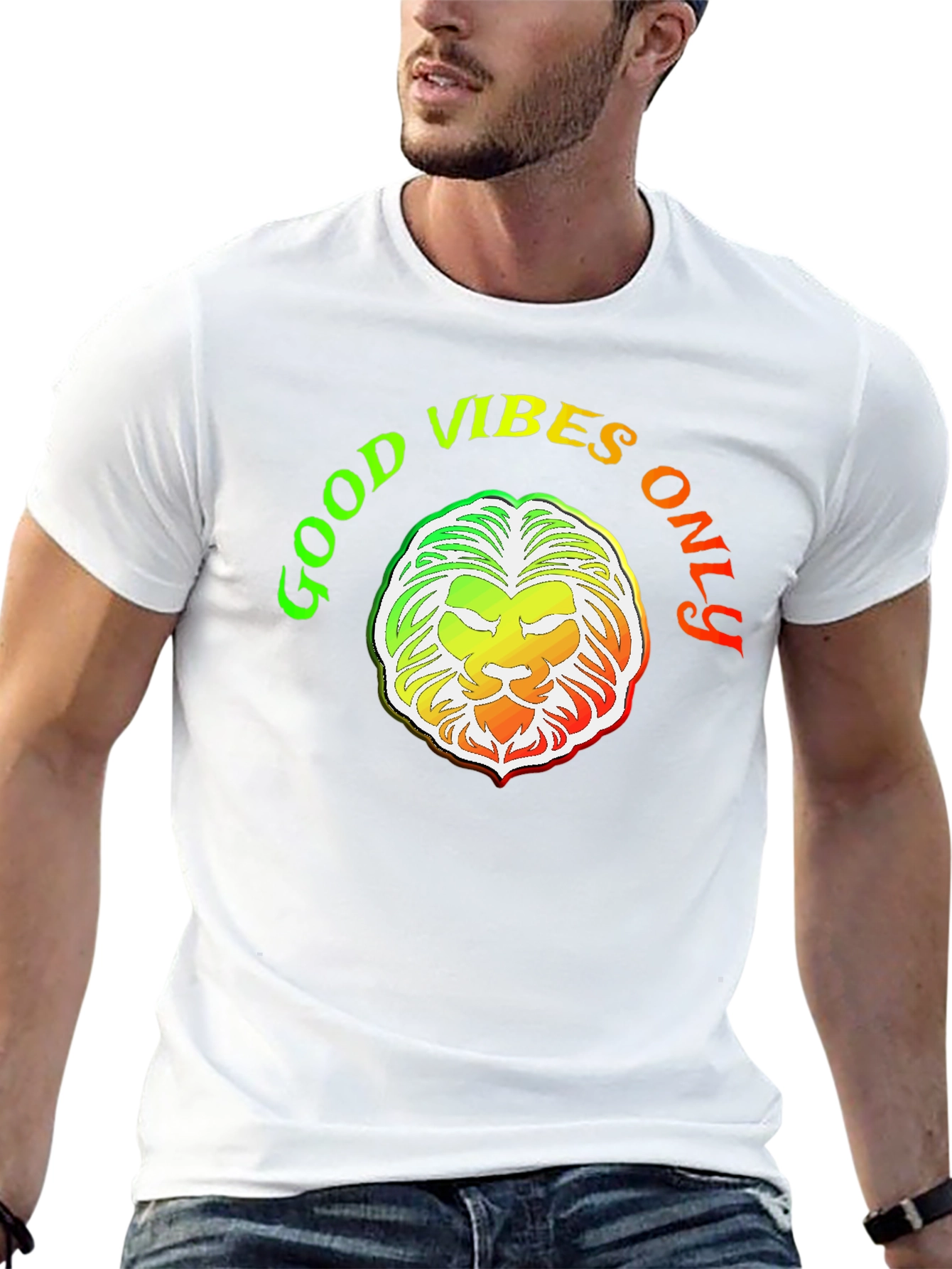 Good Vibes Only Lion Graphic T-Shirt