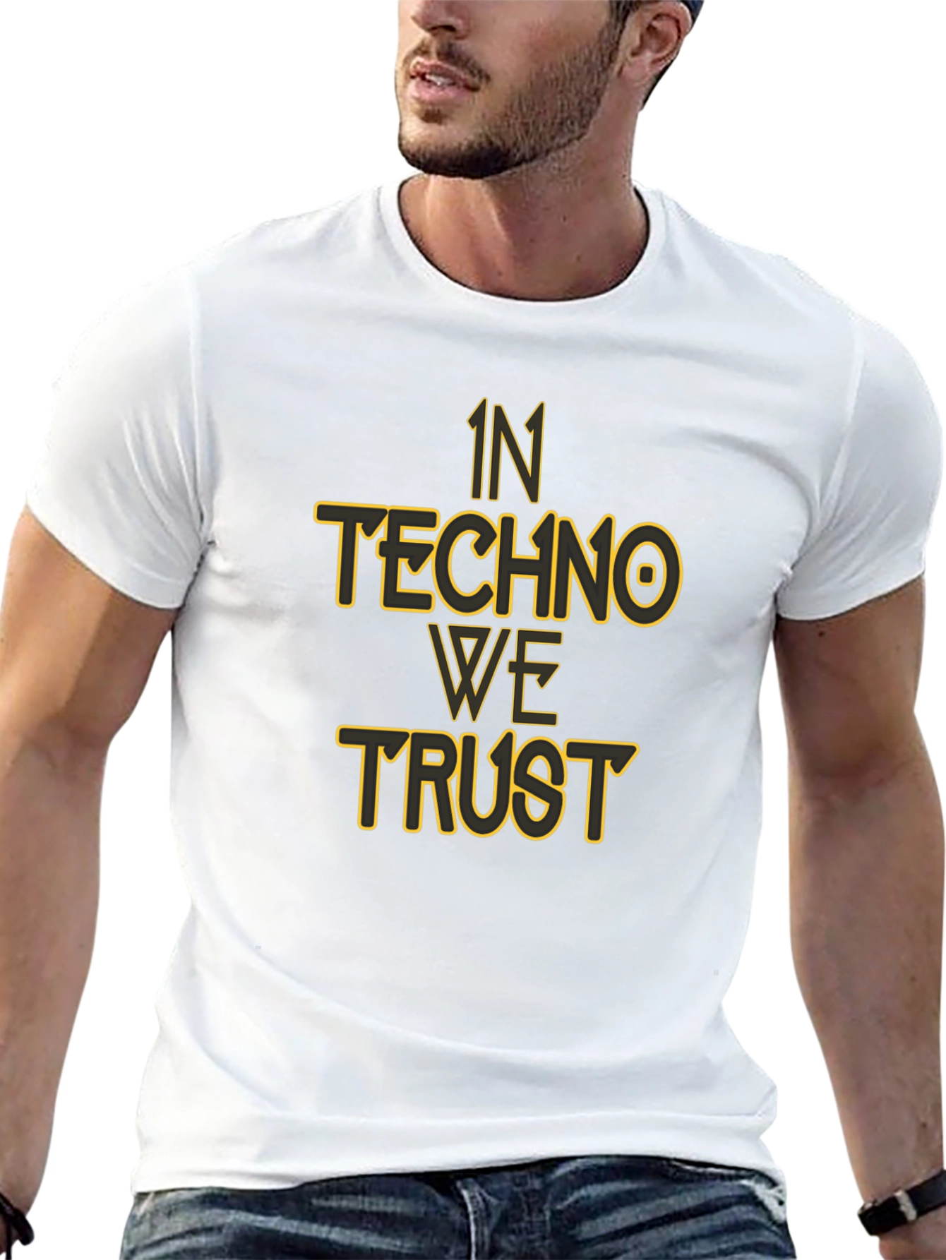 In Techno We Trust Black Graphic T-Shirt
