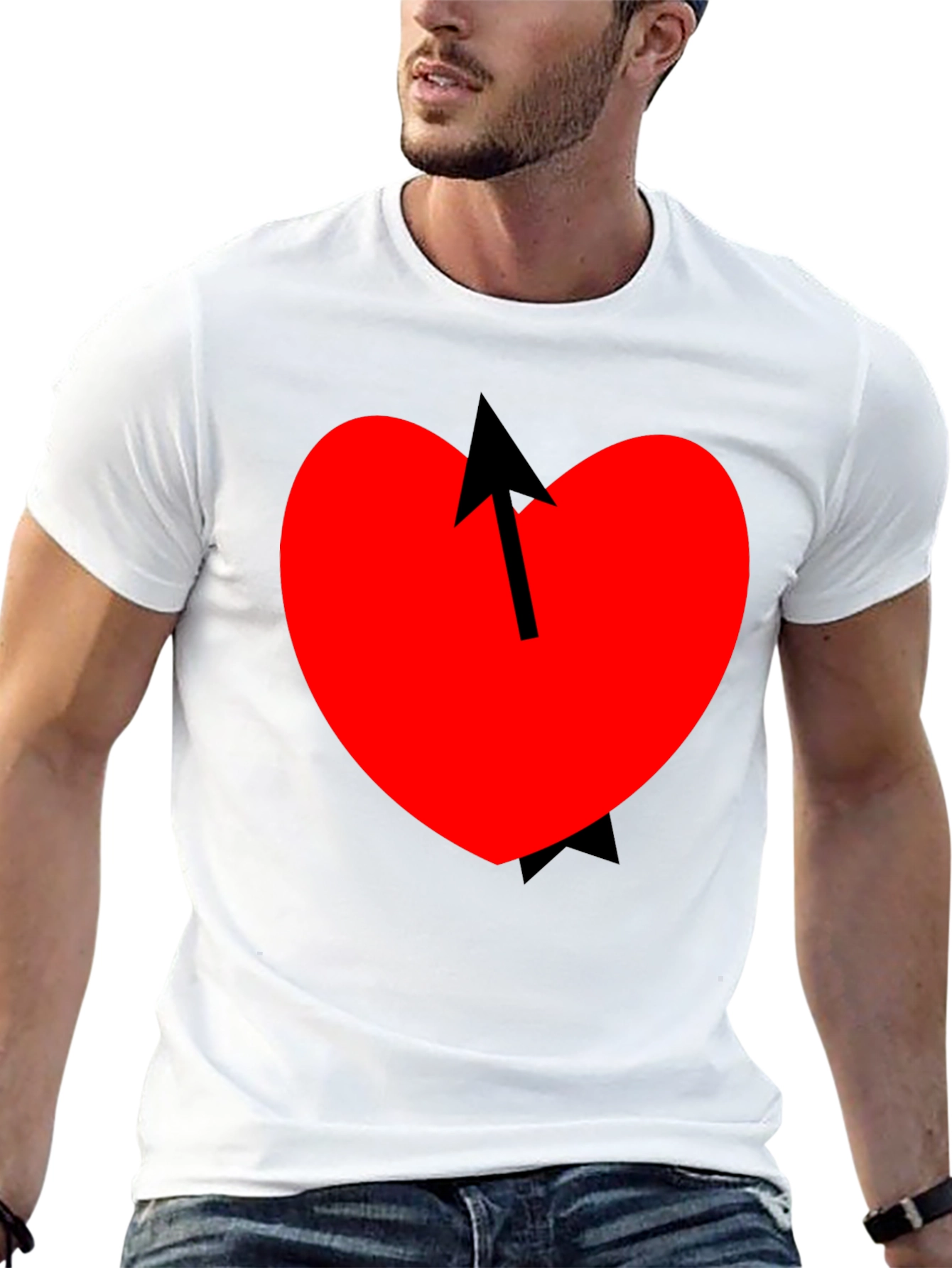 Heart Arrow Graphic Tee - Mens Casual Black T-Shirt