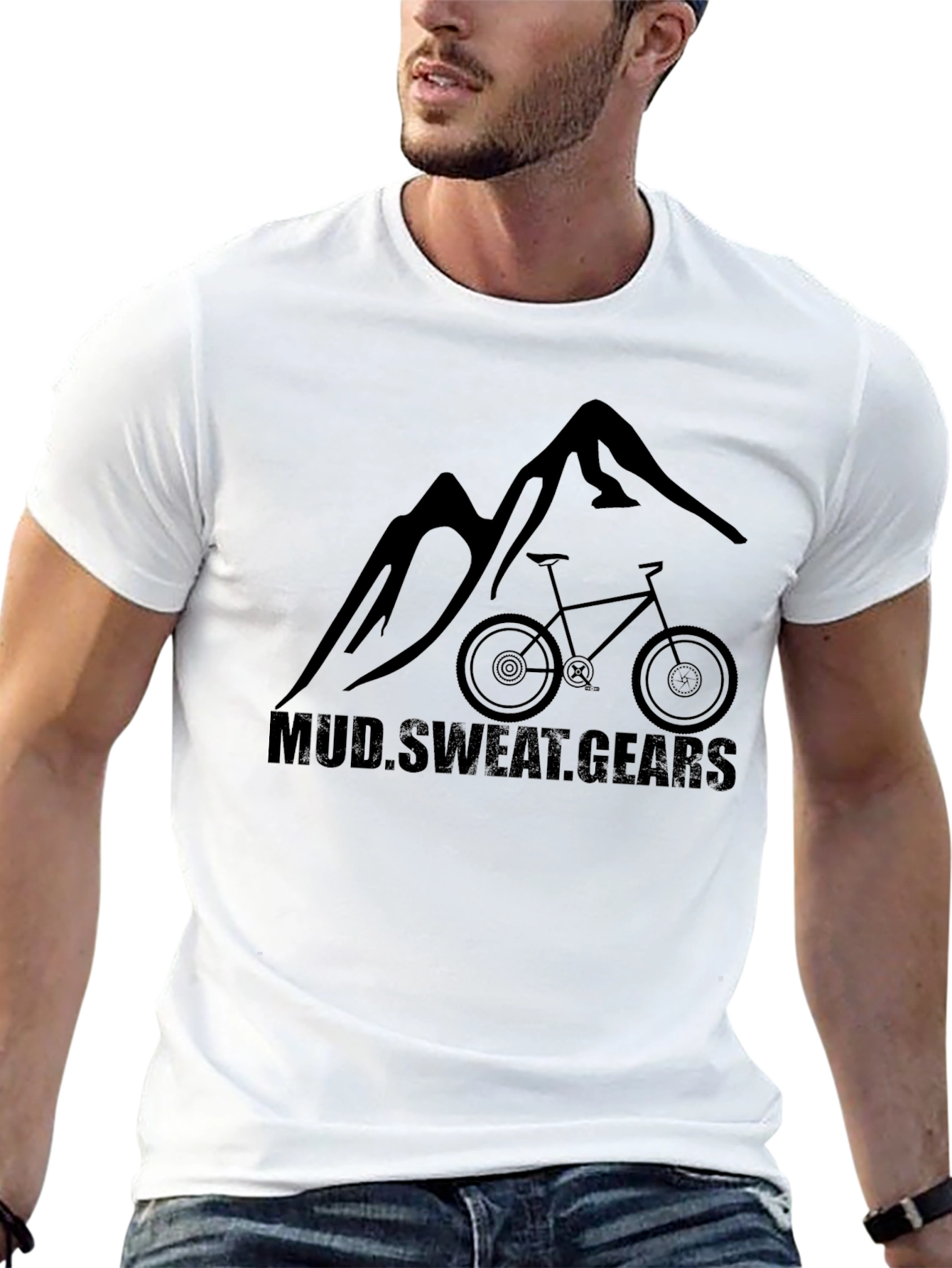 Mountain Biking T-Shirt - Mud Sweat Gears Black Tee