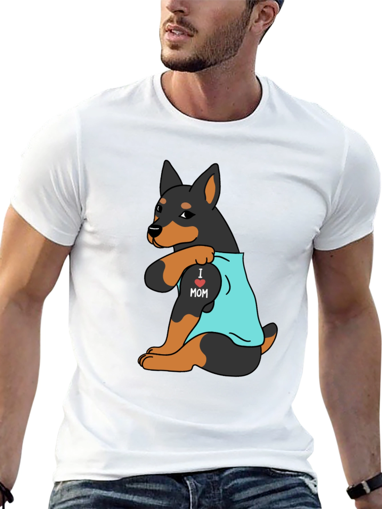 I Love Mom Rottweiler Mens Graphic Tee