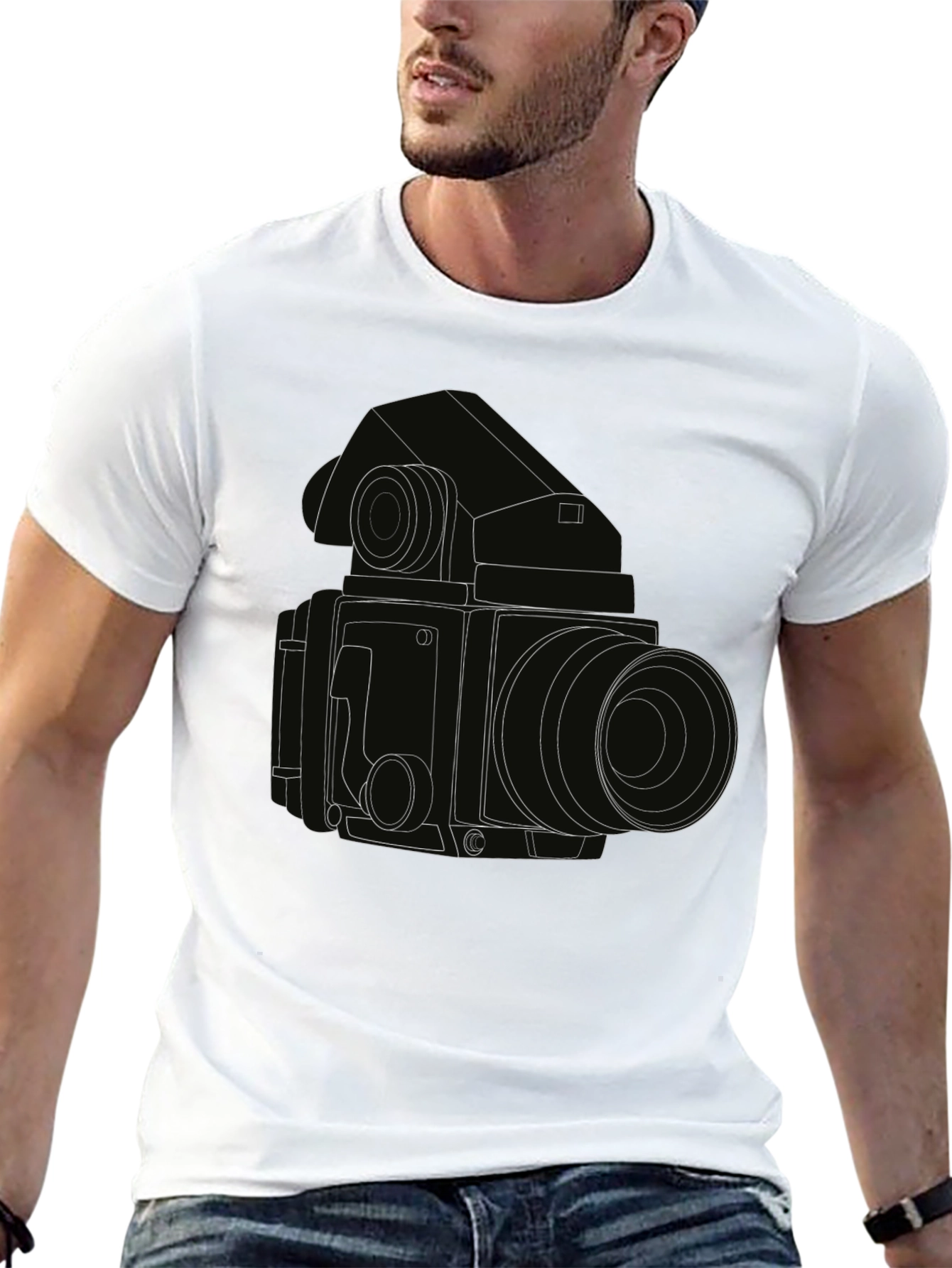 Retro Camera Outline T-Shirt - Classic Photography Style