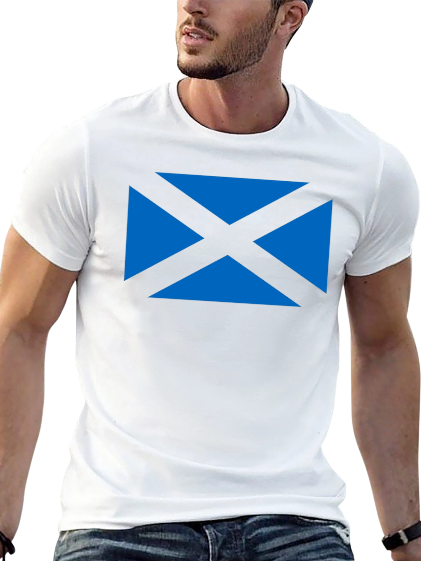 Scottish Saltire Flag Graphic Tee - Black Cotton T-Shirt