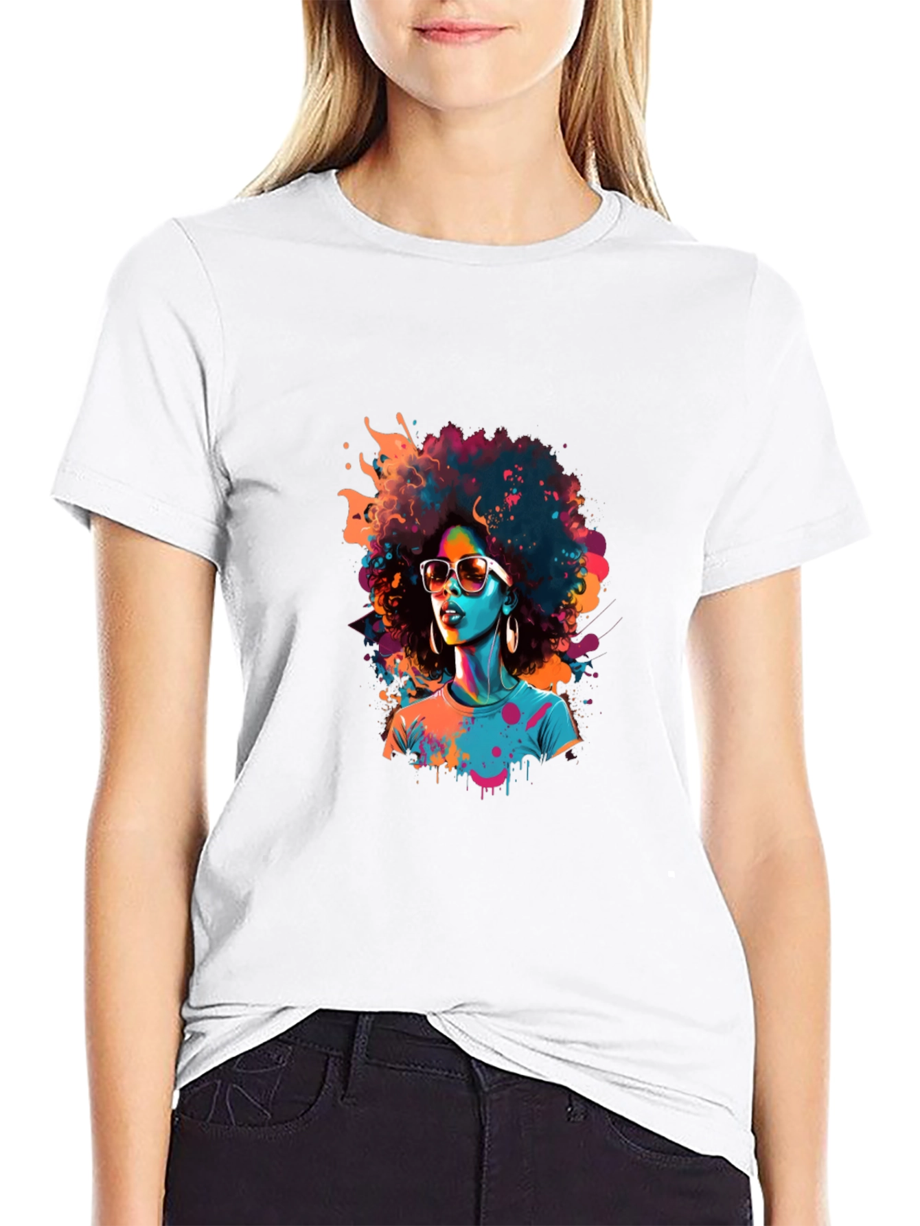 Afro Pop Art Black T-Shirt