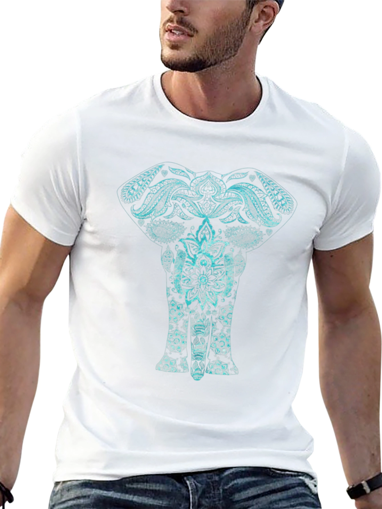 Elephant Mandala Graphic Tee - Black
