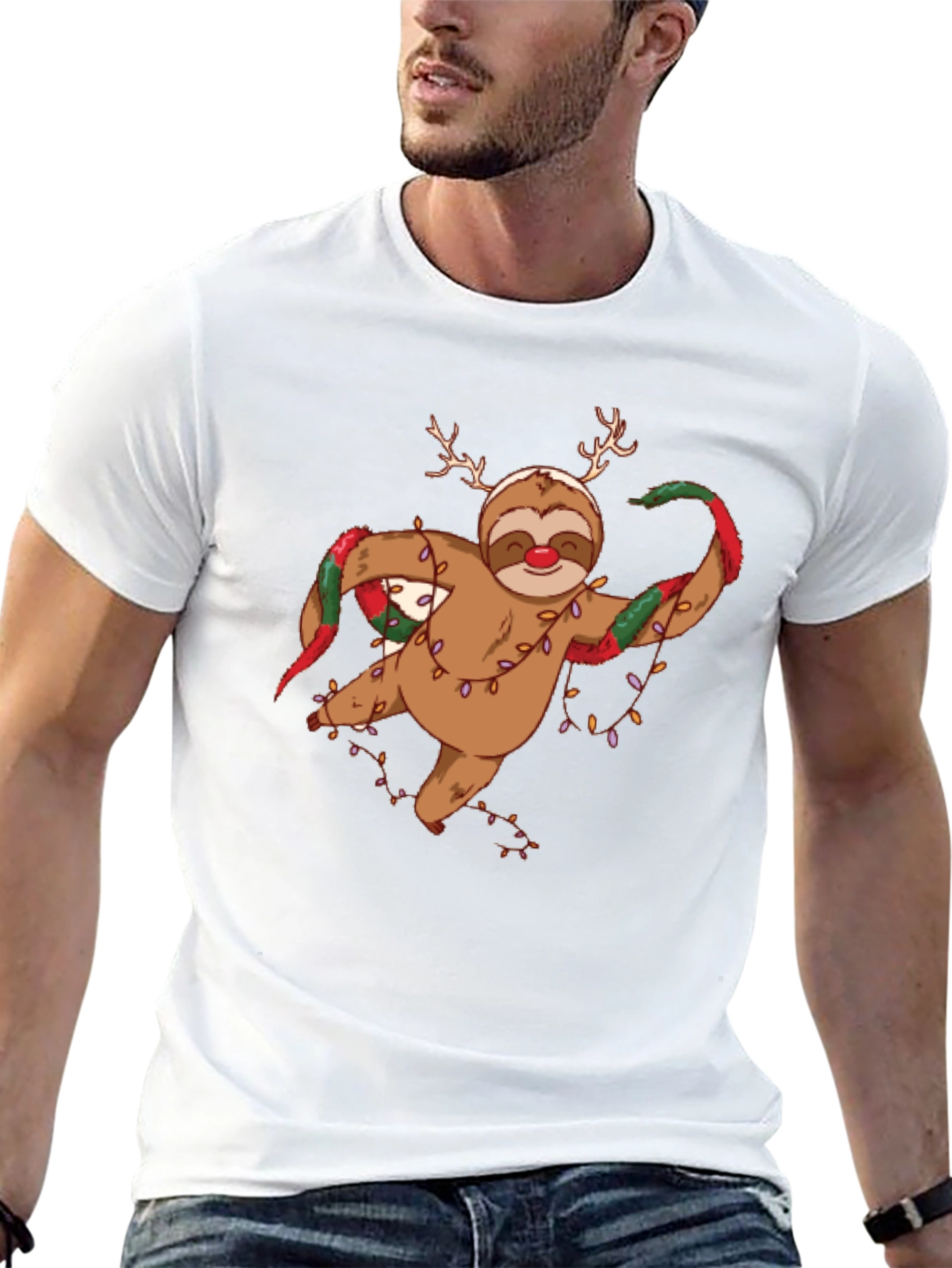 Holiday Sloth T-Shirt - Christmas Antlers