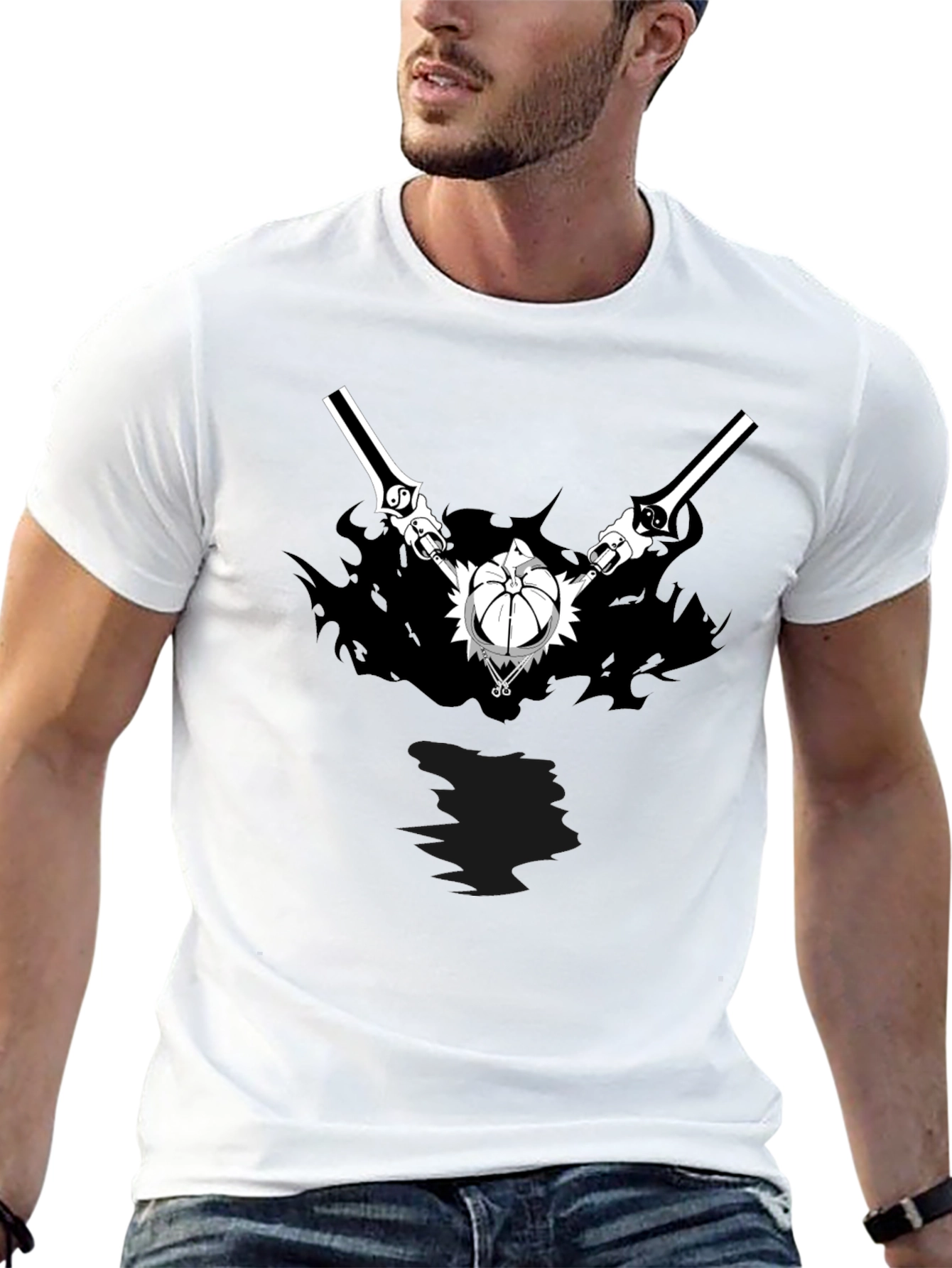 Anime Graphic Print Black T-Shirt