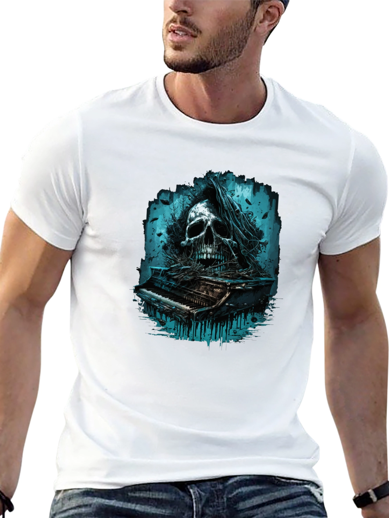 Skull Piano Graphic Tee - Dark & Edgy Style