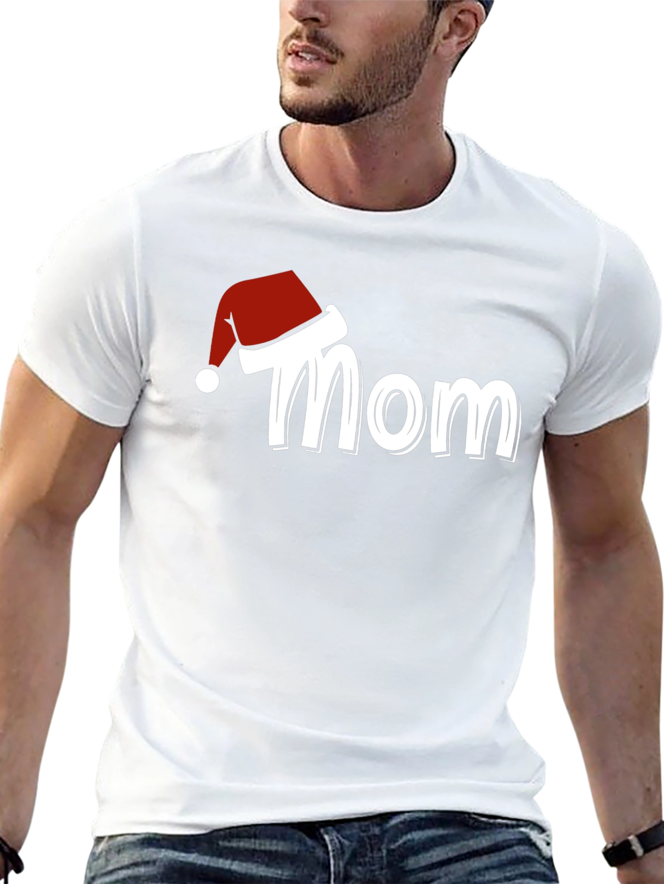 Mom Christmas Santa Hat T-Shirt Holiday Tee
