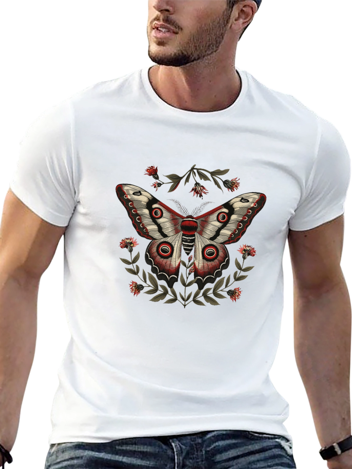 Butterfly Graphic Print Mens Black T-shirt