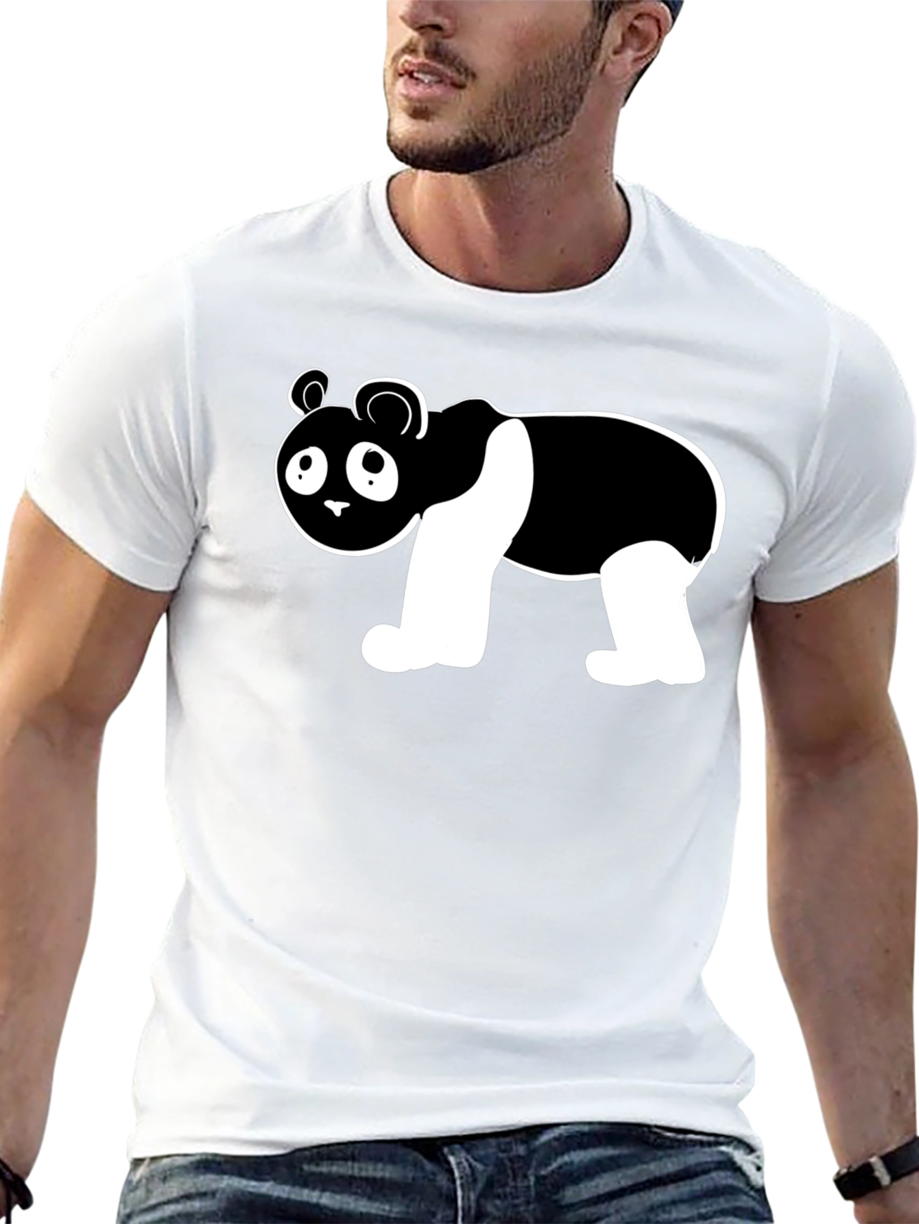 Cute Panda Bear Graphic Black T-Shirt