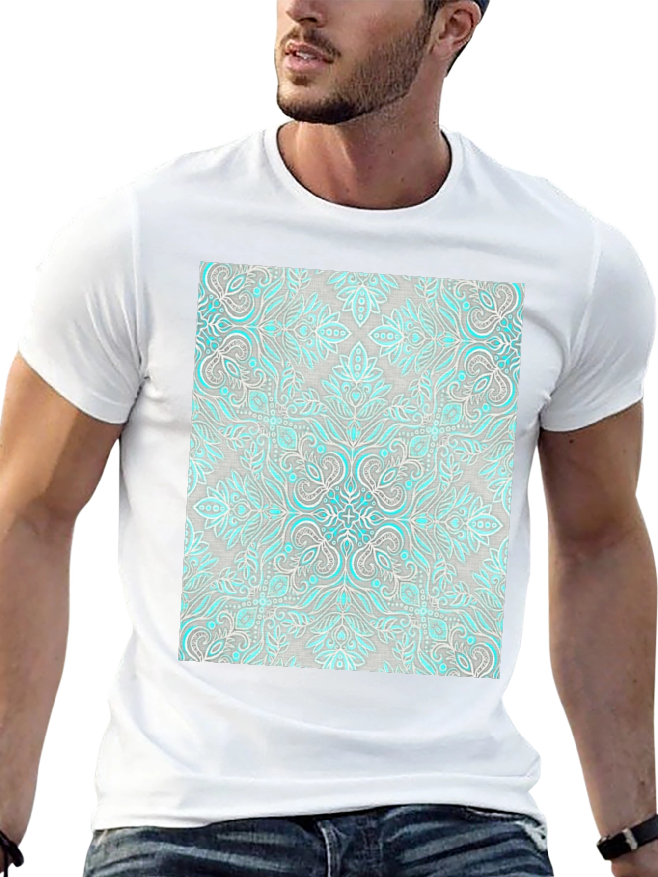 Patterned Graphic Tee - Black Casual Shirt