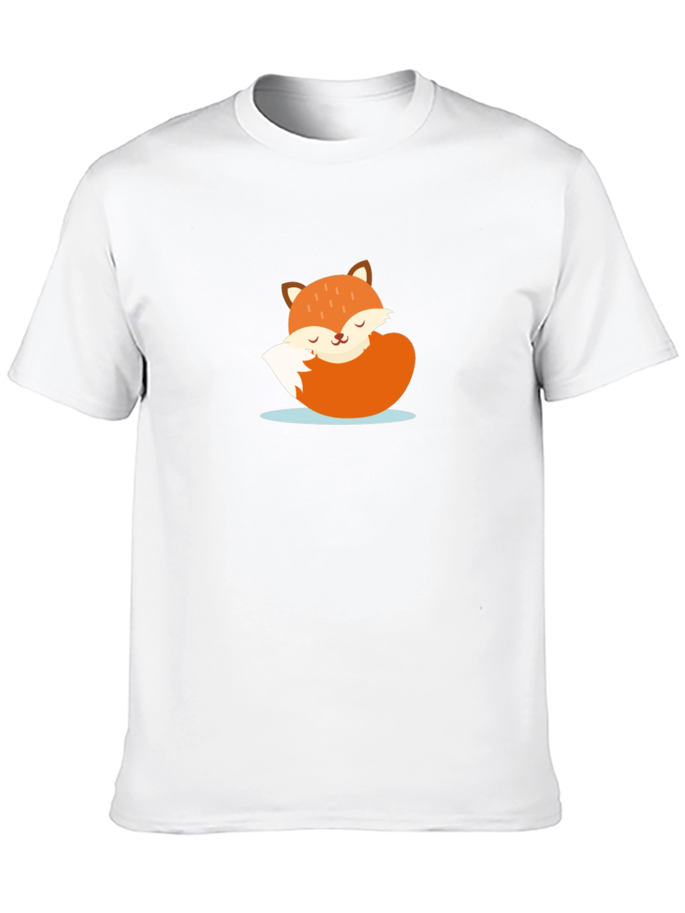 Cute Sleeping Fox Graphic Tee - Black Casual T-Shirt