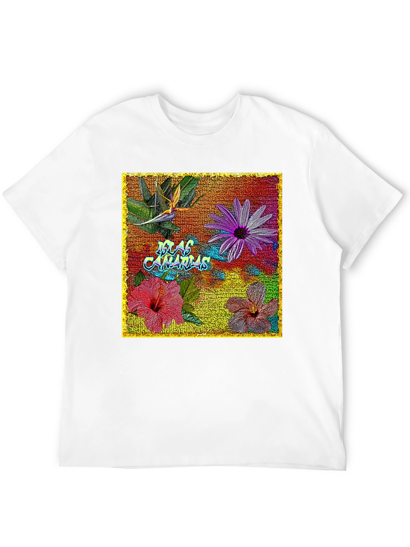 Floral Islas Canarias Black T-Shirt
