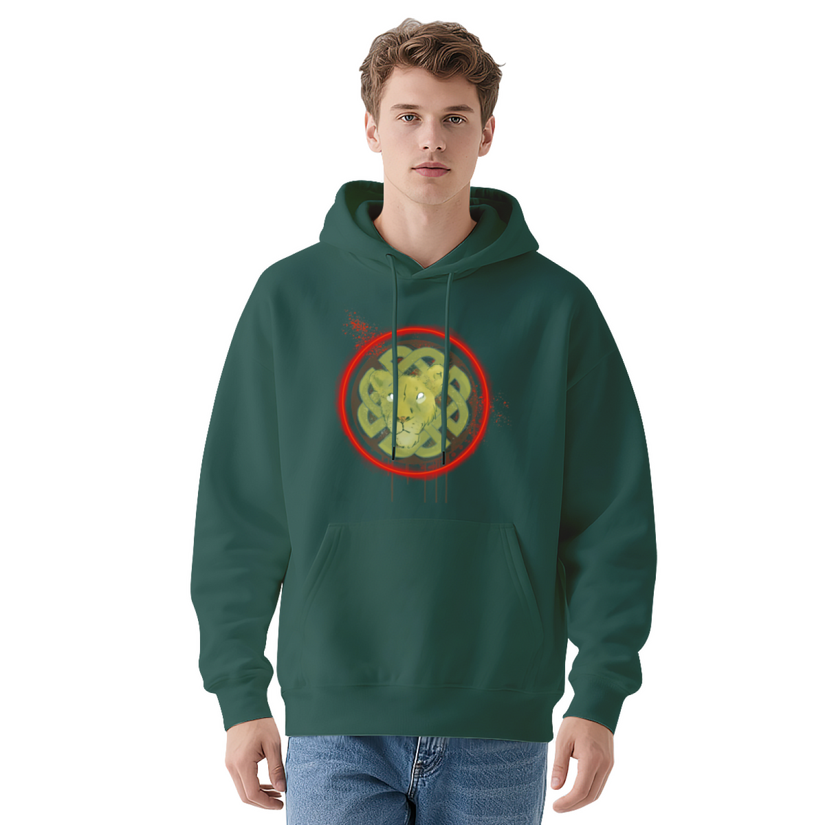 Mystic Lion Celtic Knot Grunge Hoodie