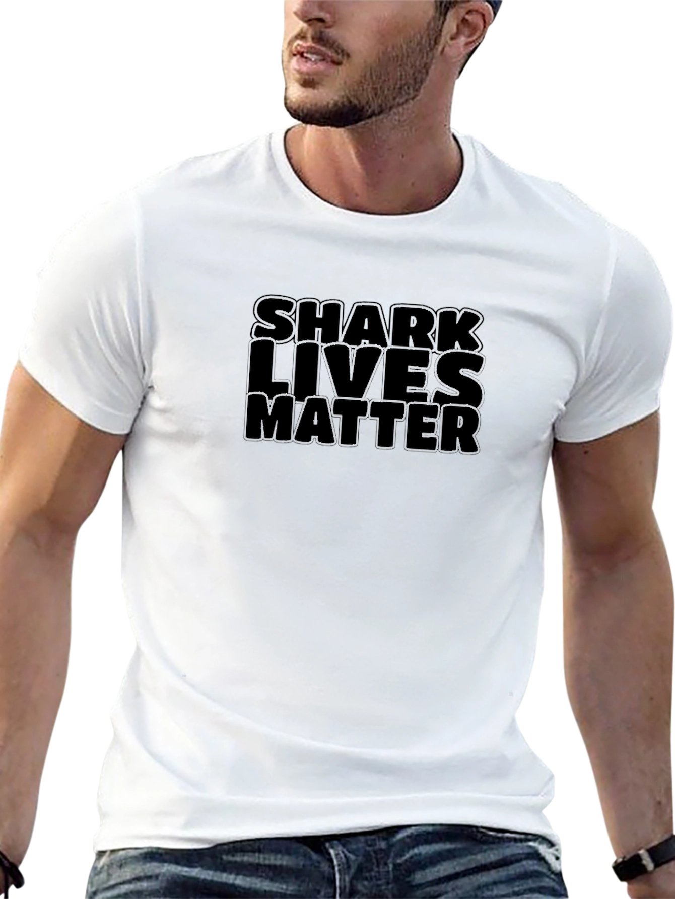 Shark Lives Matter - Black Crew Neck T-Shirt