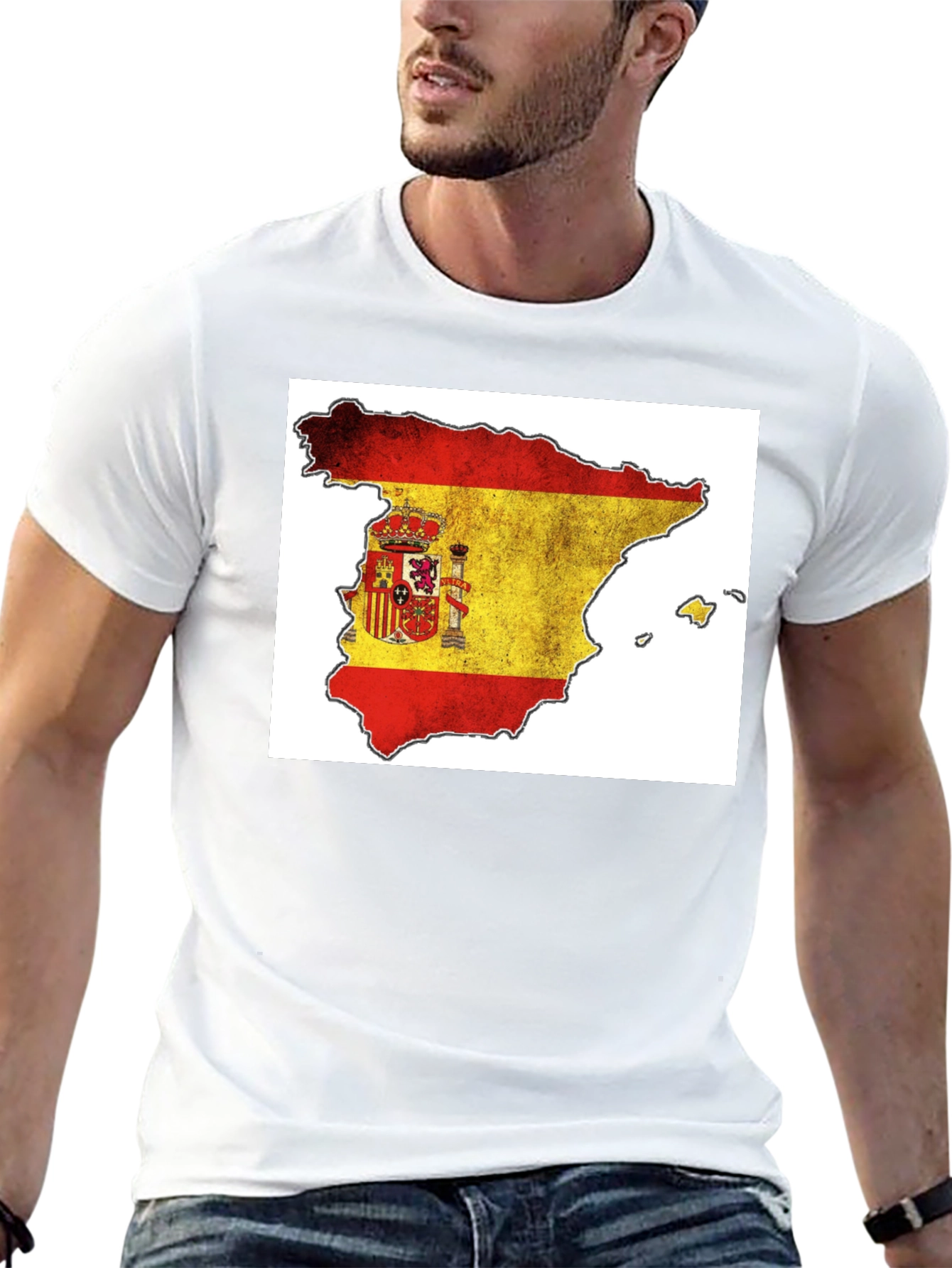 Spain Flag Map T-Shirt - Black Cotton Tee