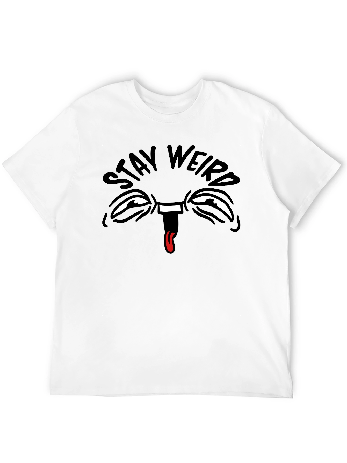 Stay Weird Graphic Tee - Funny Face Black T-Shirt