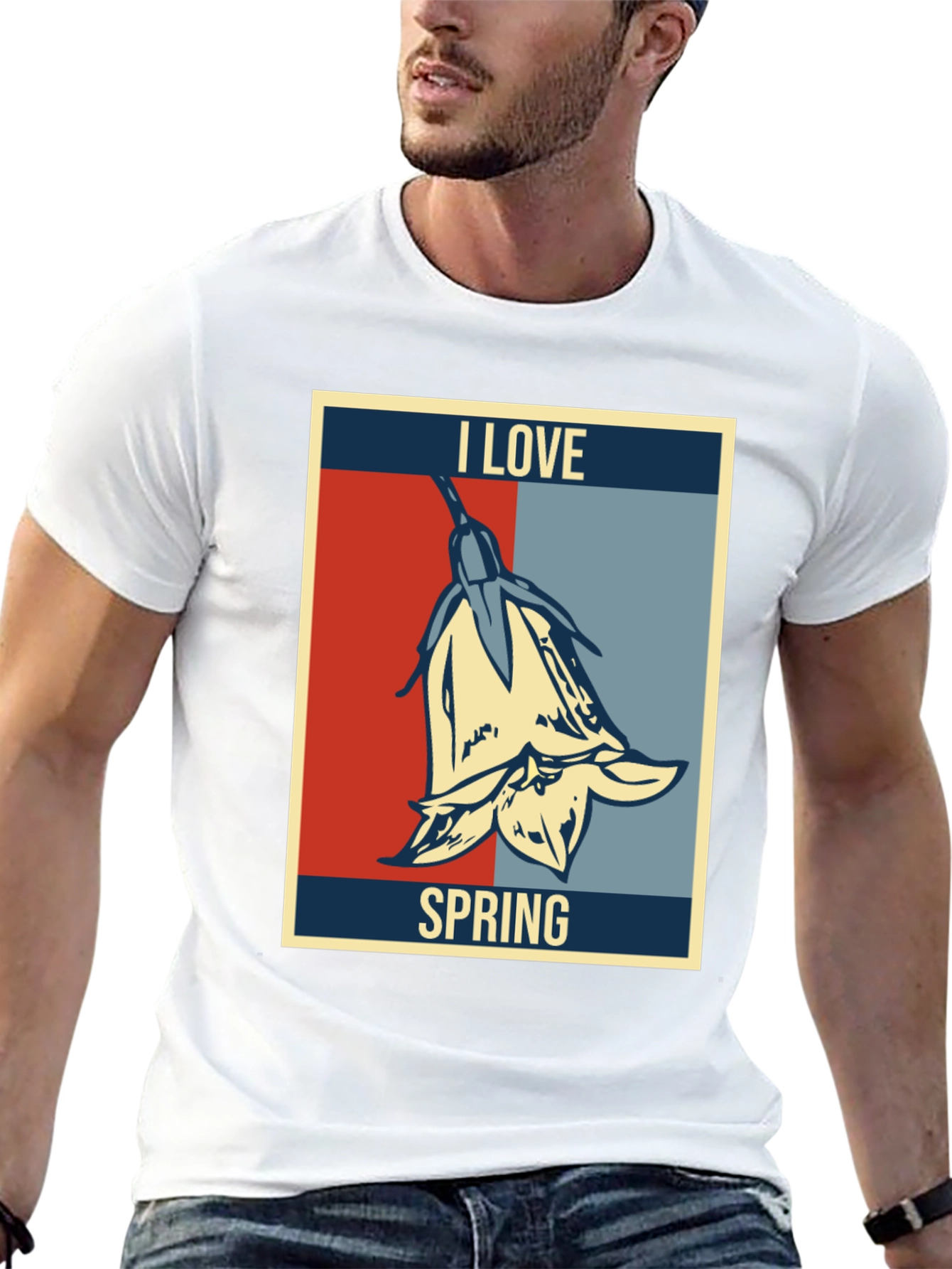 I Love Spring Graphic T-Shirt - Floral Design