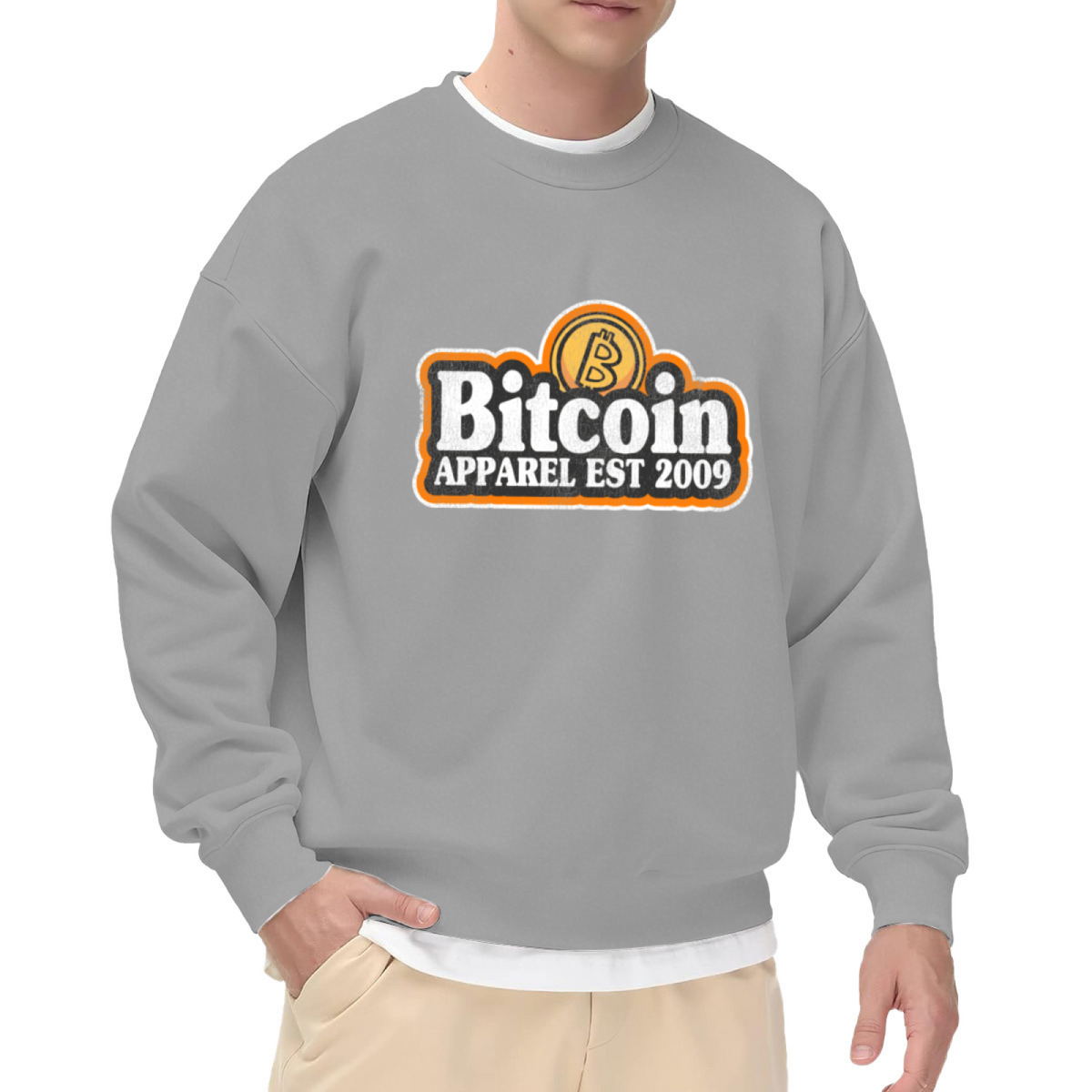 Bitcoin Apparel EST 2009 Crewneck Sweatshirt - Crypto Currency Retro Logo Pullover