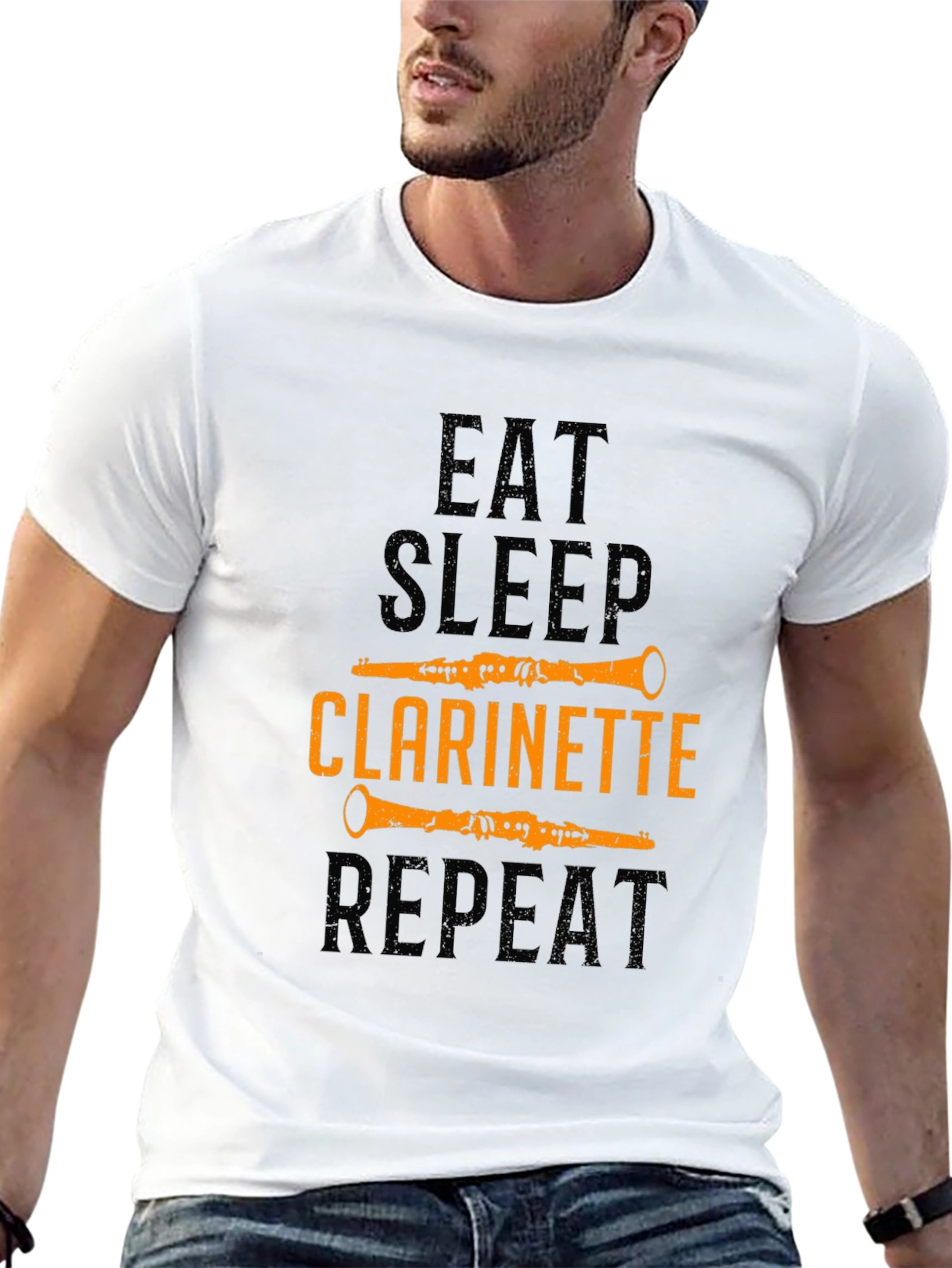 Eat Sleep Clarinette Repeat Black Graphic Tee