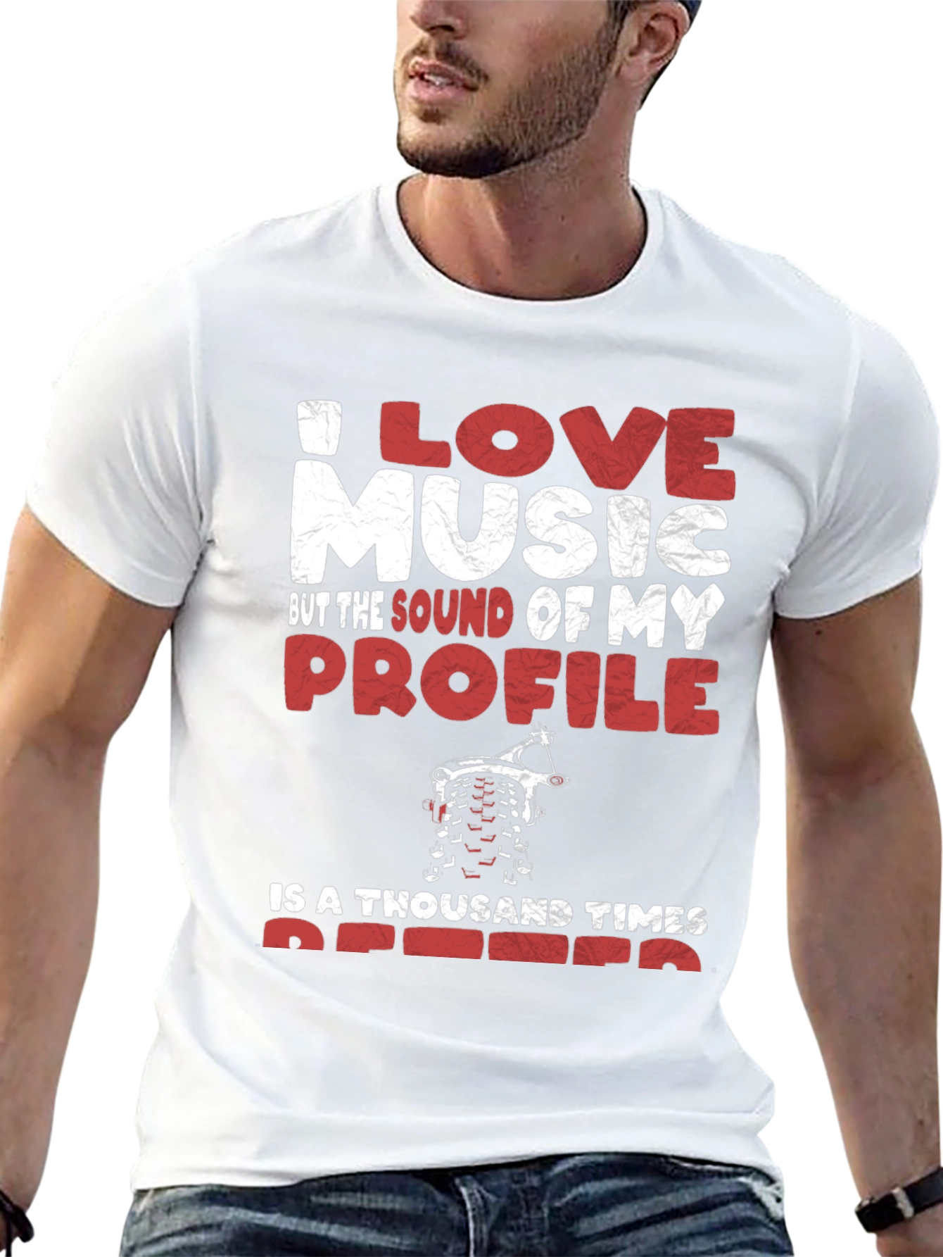 I Love Music Profile Dirt Bike Graphic Tee