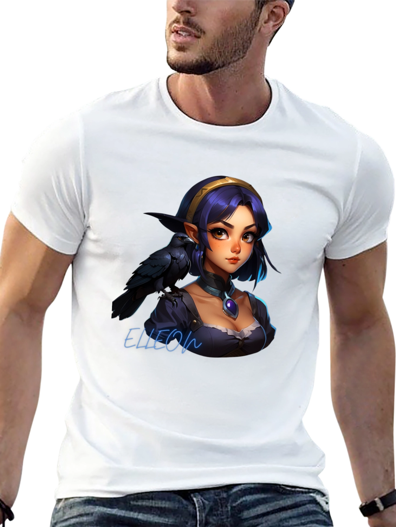 Raven Elf Graphic Black T-Shirt