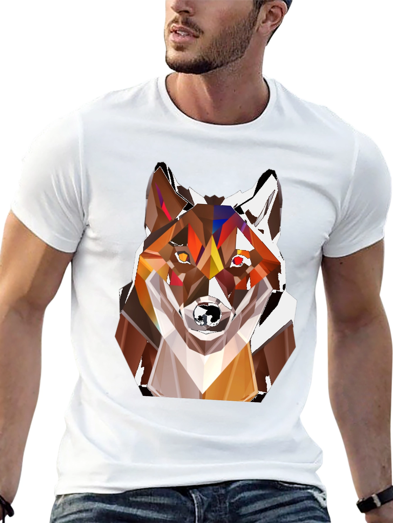 Geometric Fox Head T-Shirt - Stylish Graphic Tee