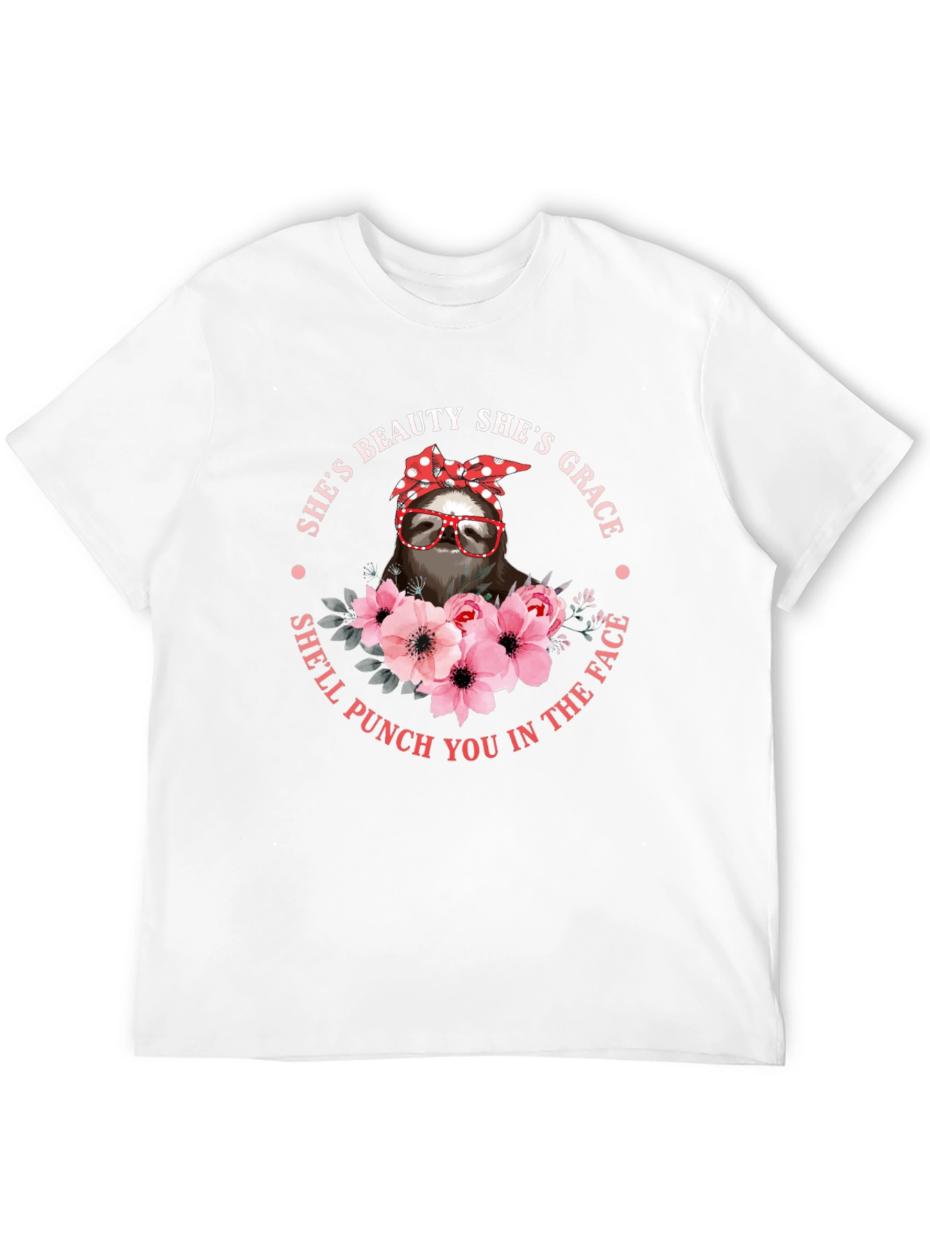 Sloth Beauty Grace Punch T-Shirt - Funny Womens Tee