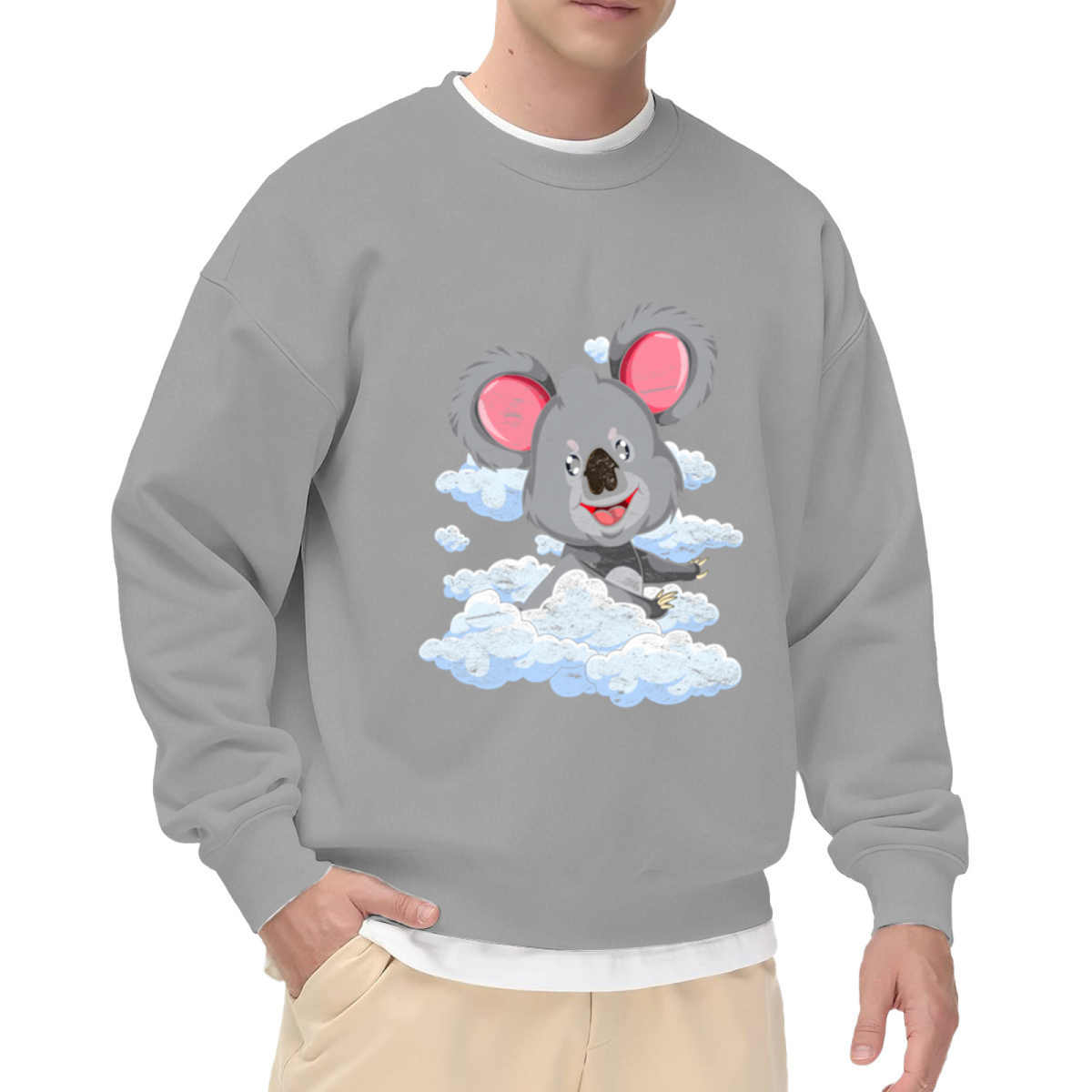 Cute Koala on Clouds Crewneck Sweatshirt - Kawaii Animal Art Pastel Pullover