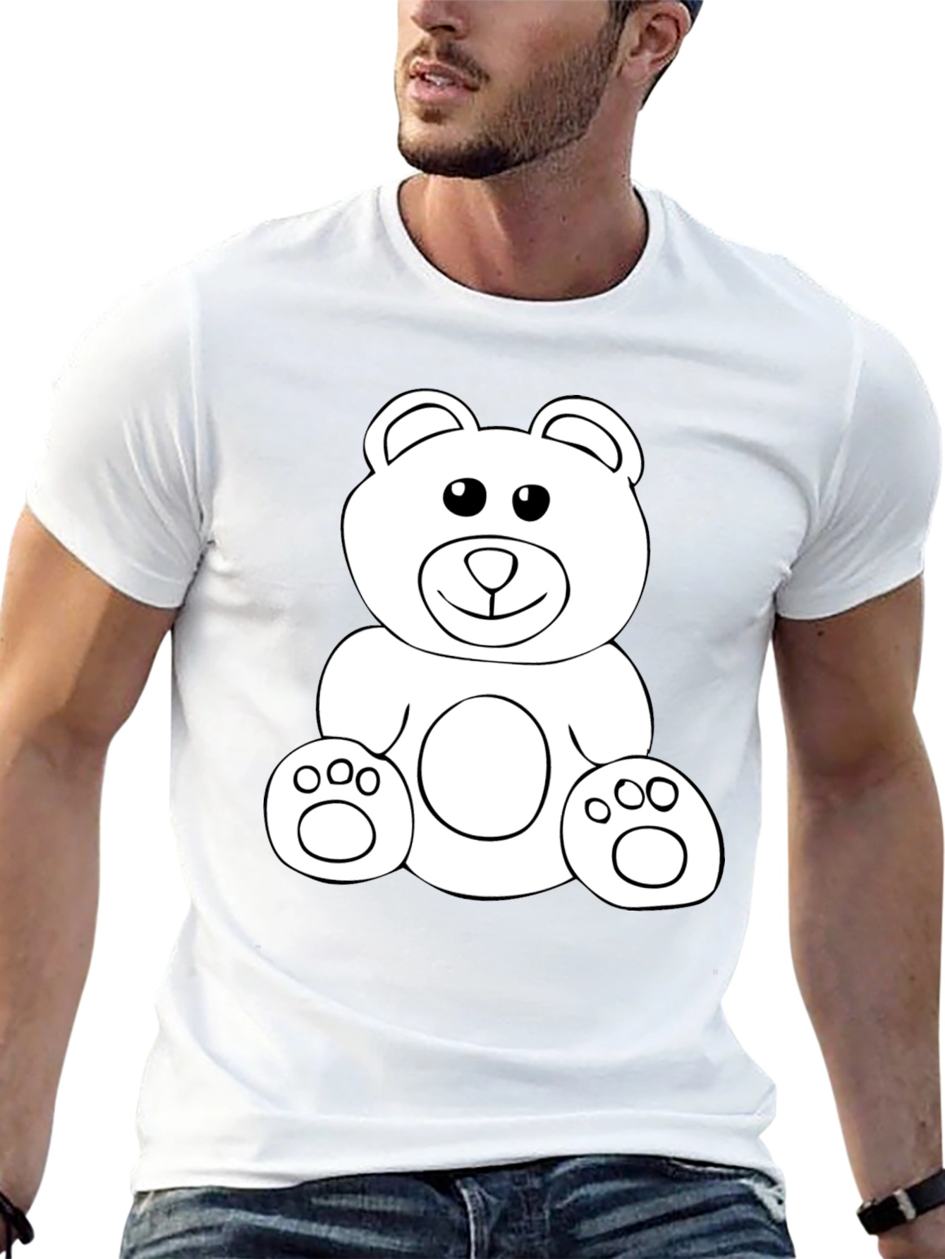Teddy Bear Graphic Tee - Black Cotton Comfort