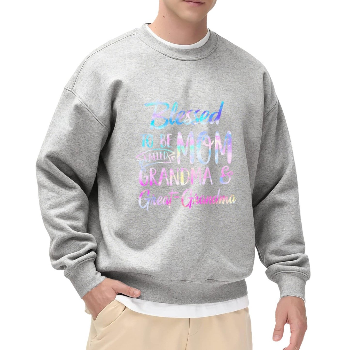 Playful "Blessed to Be Mom Grandma Great-Grandma" Rainbow Sweatshirt