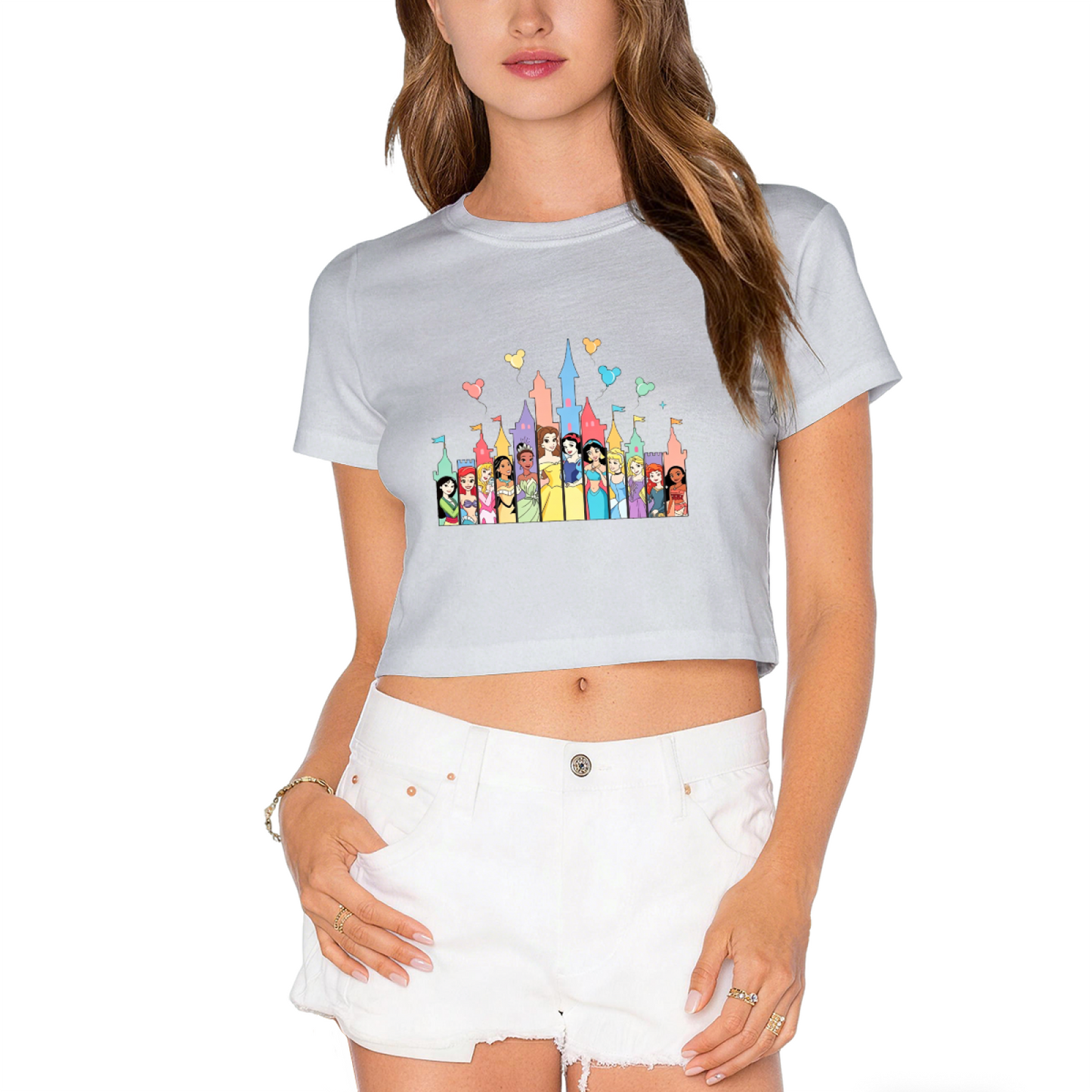 Magical Disney Princess Castle Christmas Festive Women Cropped T?Shirt