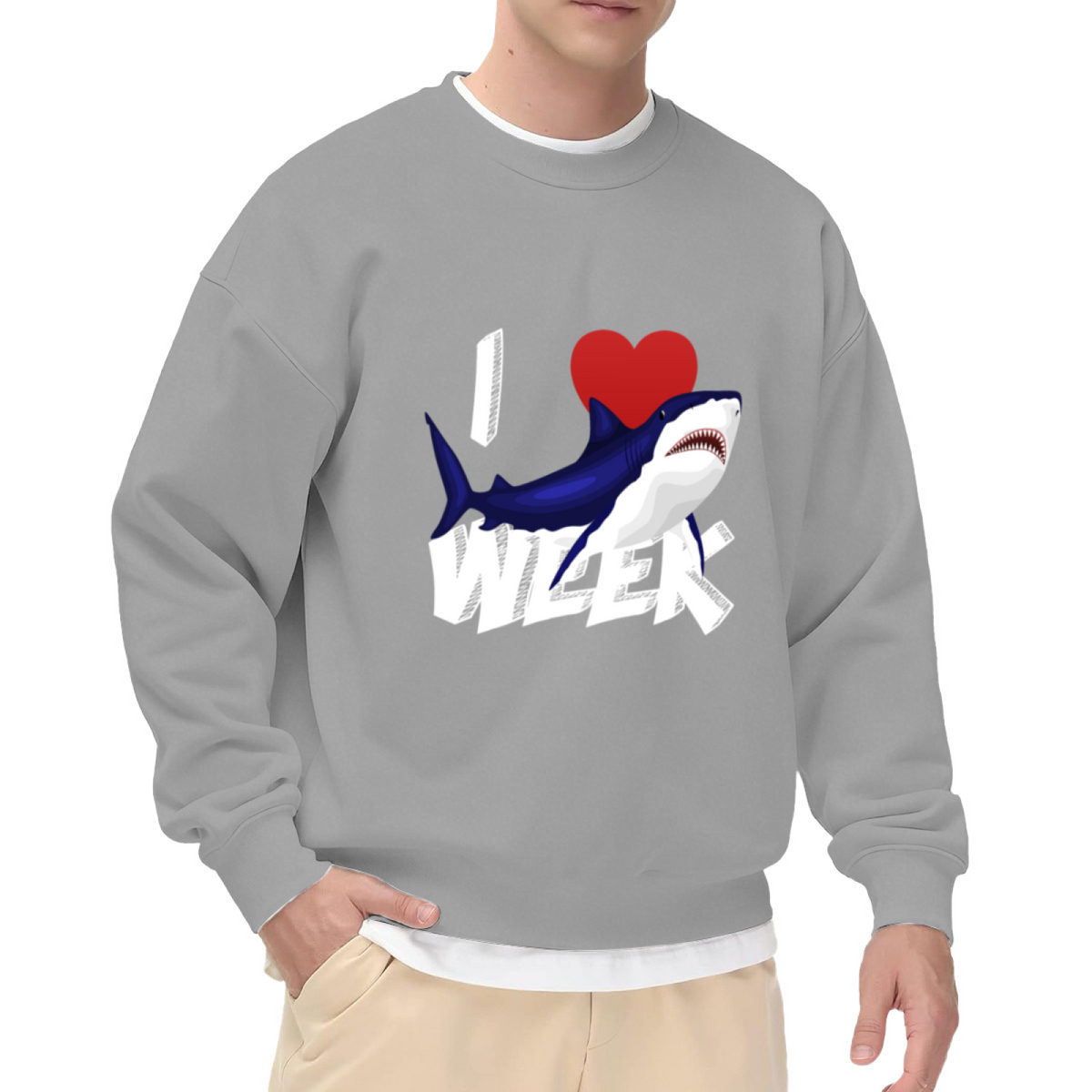 I Love Shark Week Crewneck Sweatshirt - Funny Ocean Discovery Channel Fan Pullover