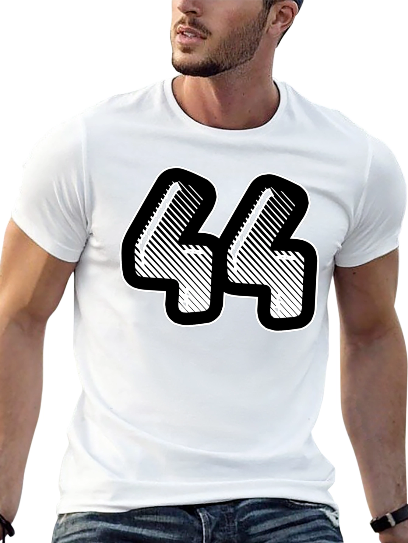 Number 44 Graphic Tee - Black Cotton Blend