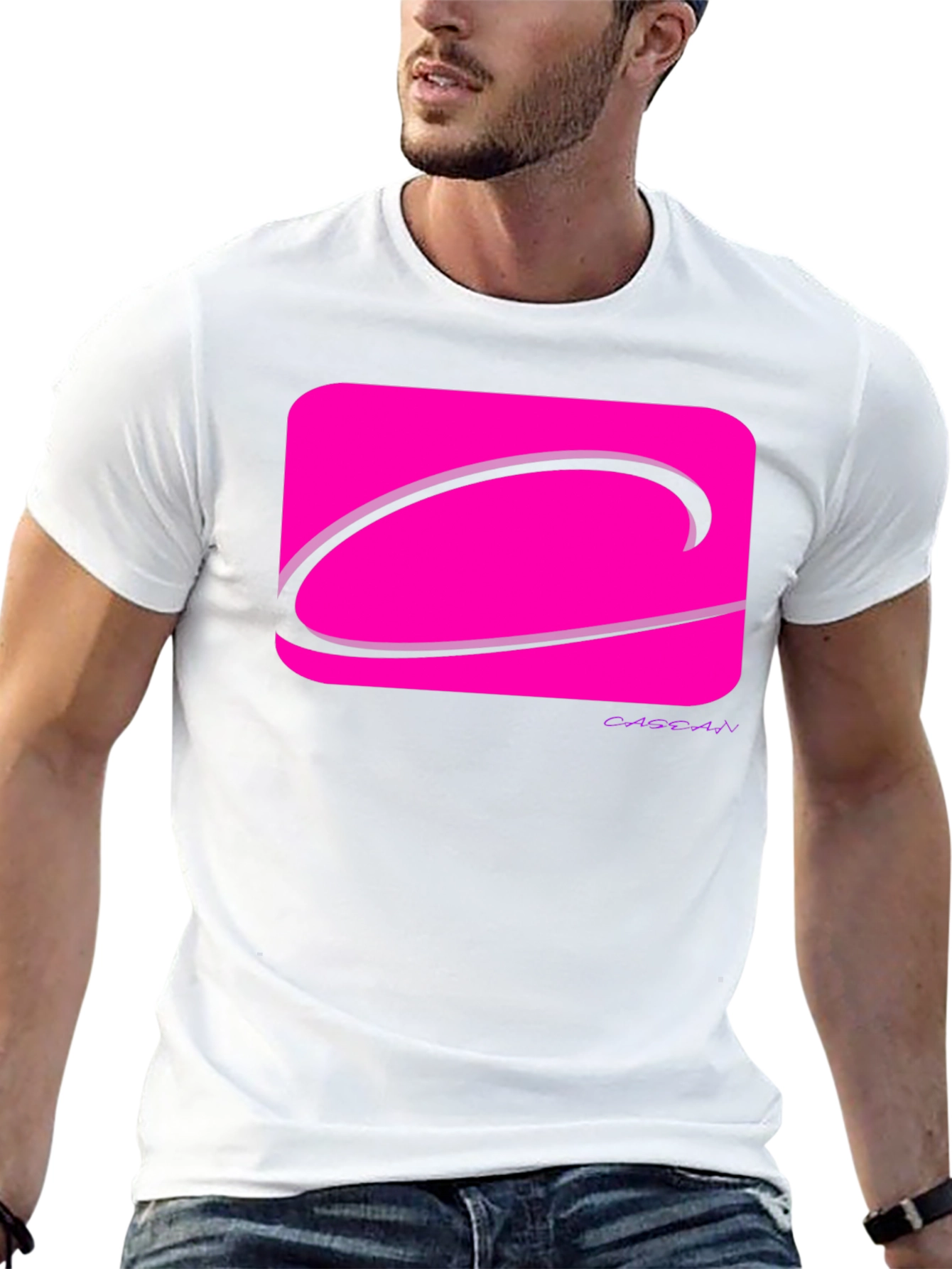 Modern Graphic Tee - Pink Logo Black T-Shirt
