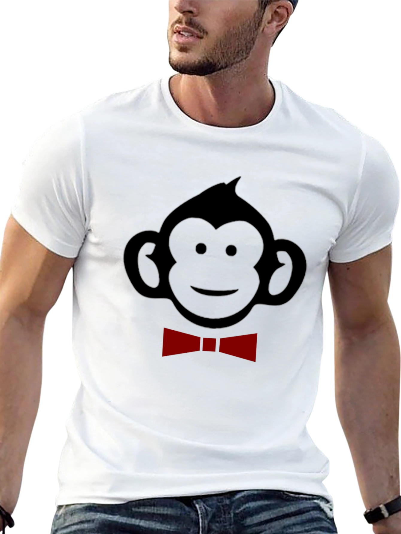 Monkey Bow Tie Graphic Tee - Black