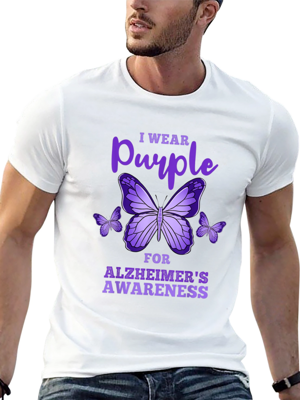 Purple Butterfly Alzheimers Awareness T-Shirt