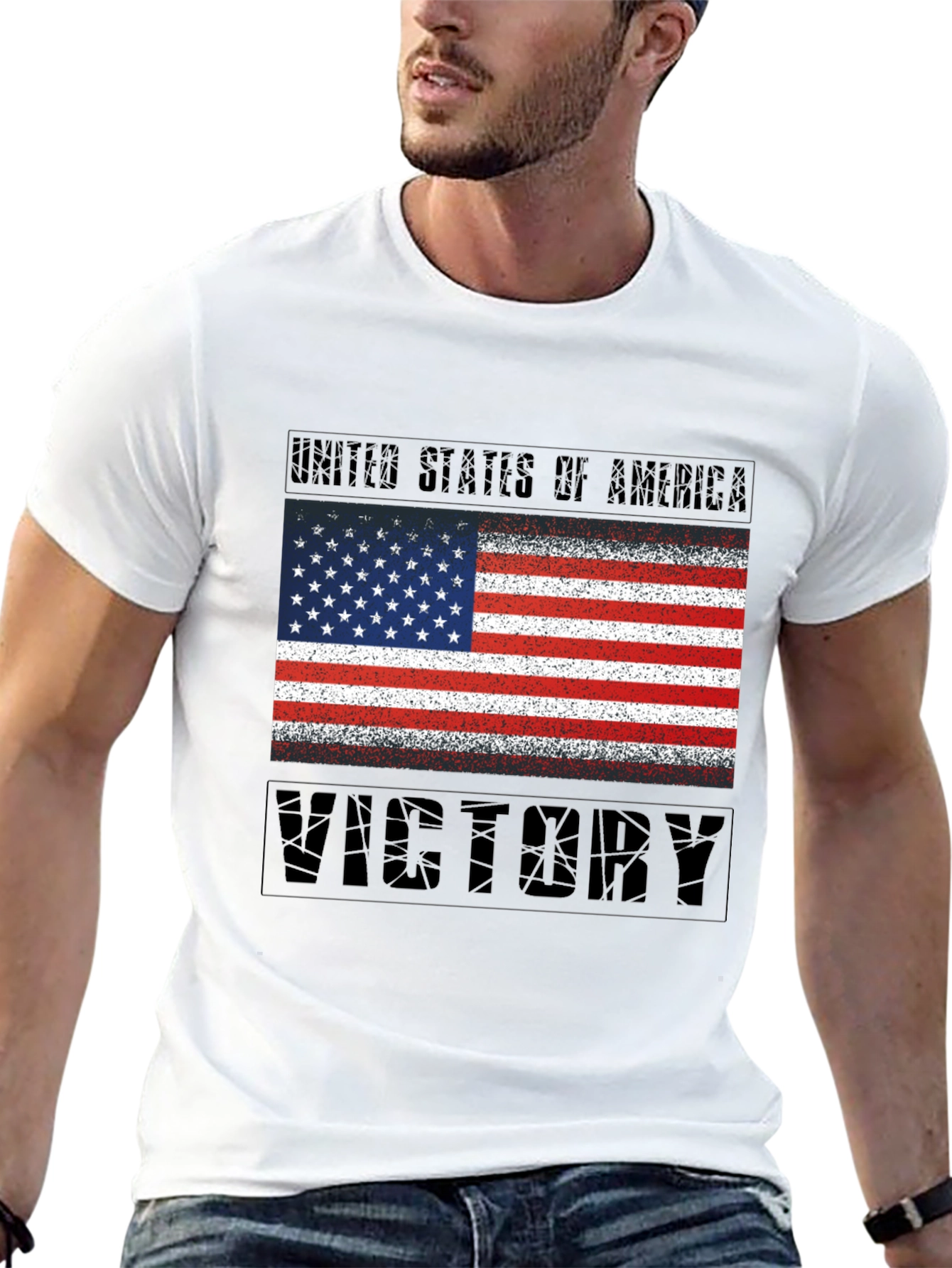 USA Flag Victory T-Shirt - Patriotic Graphic Tee