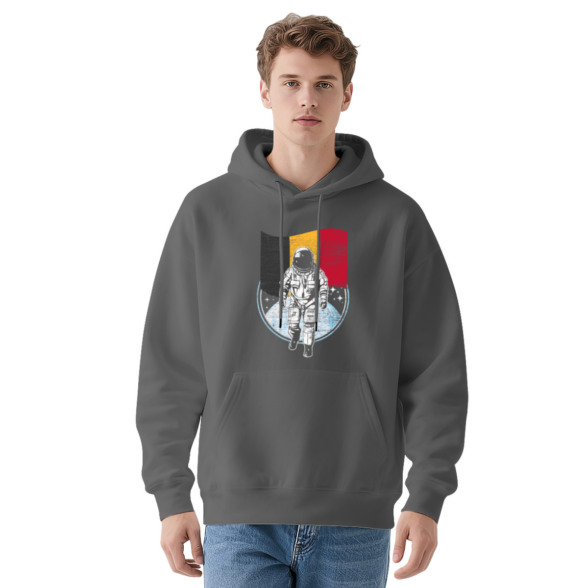 Unisex Graphic Hoodie - Distressed Illustration Astronaut