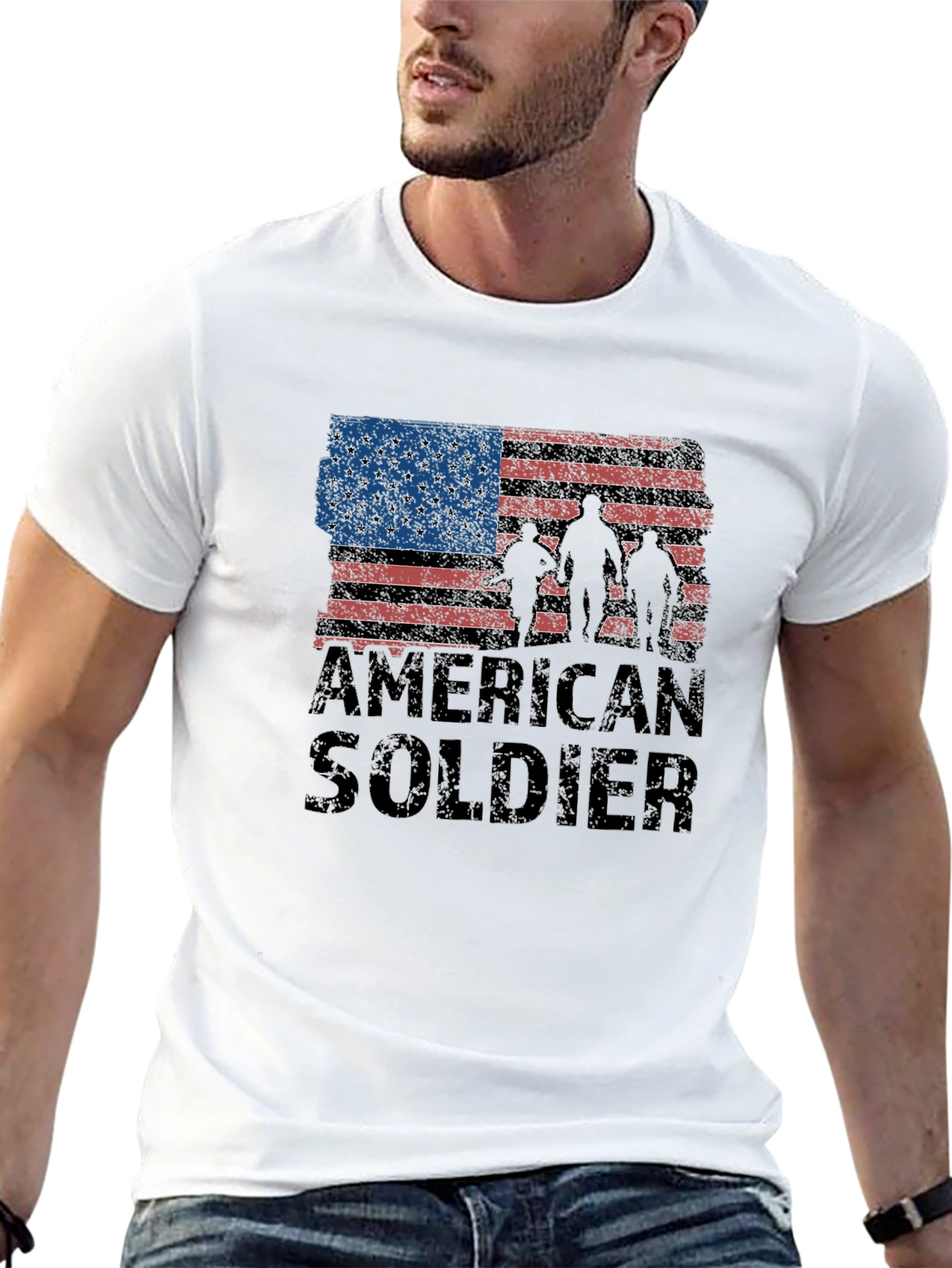 American Soldier Flag Graphic T-Shirt