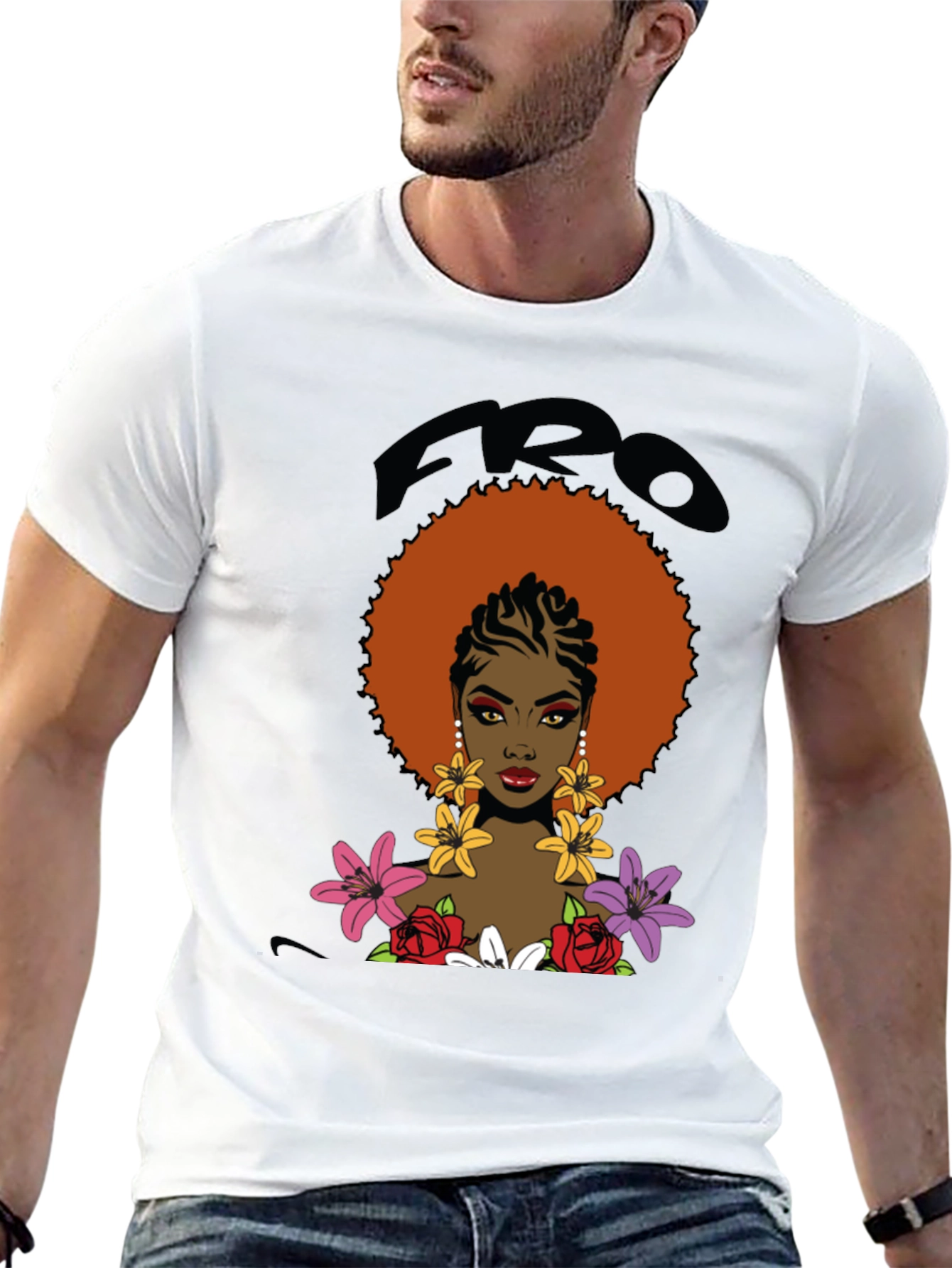 Afro Queen Graphic Tee - Bold Black Cotton T-Shirt
