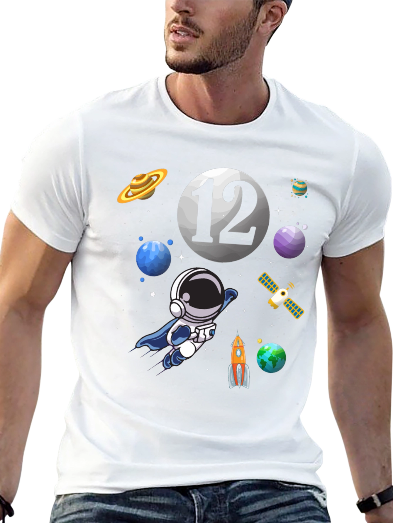 Space Theme Birthday T-Shirt - 12