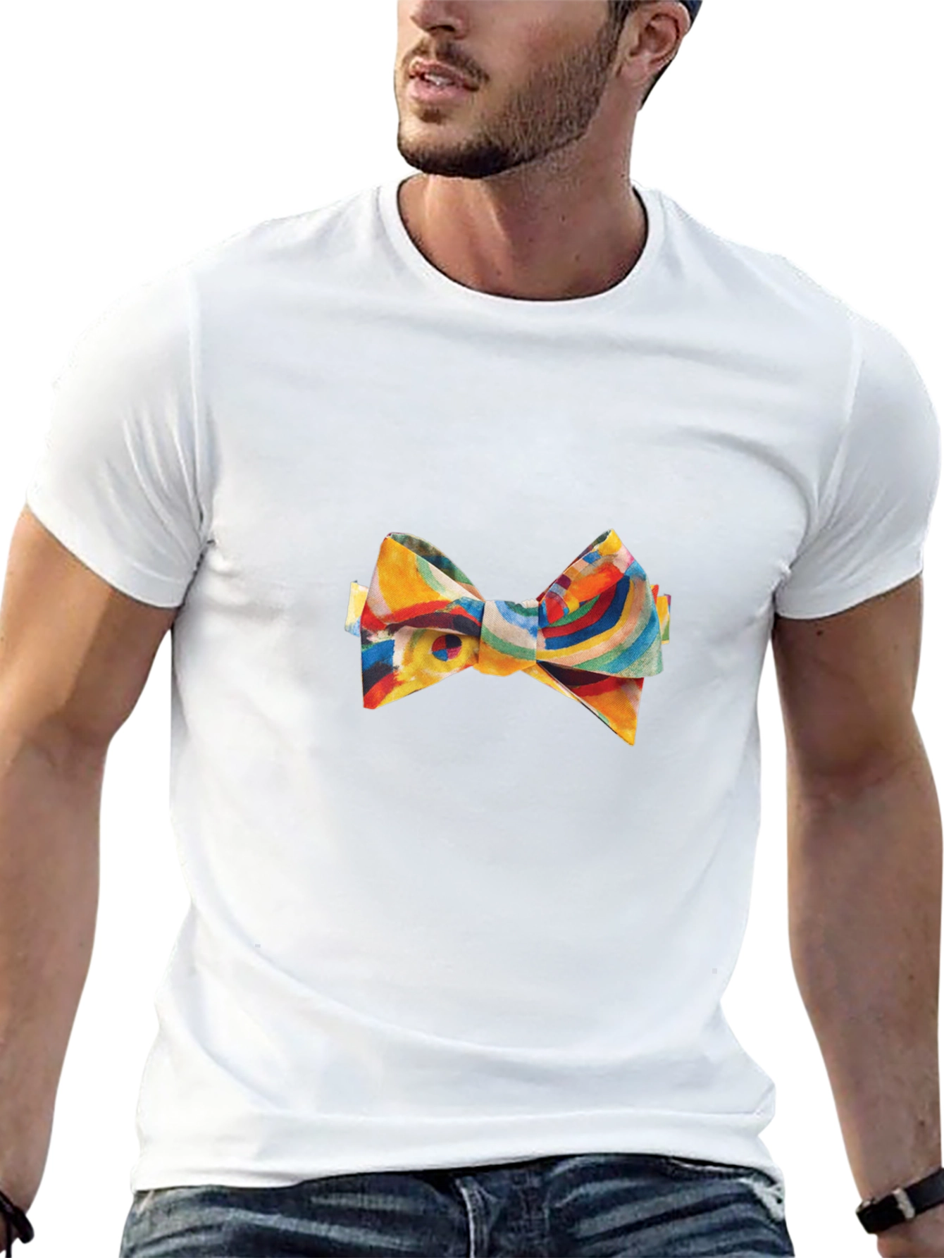 Abstract Bow Tie Graphic Black Tee