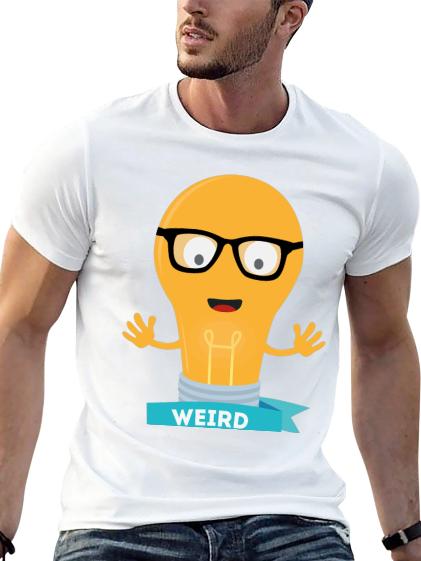 Weird Light Bulb Graphic Tee - Black T-Shirt