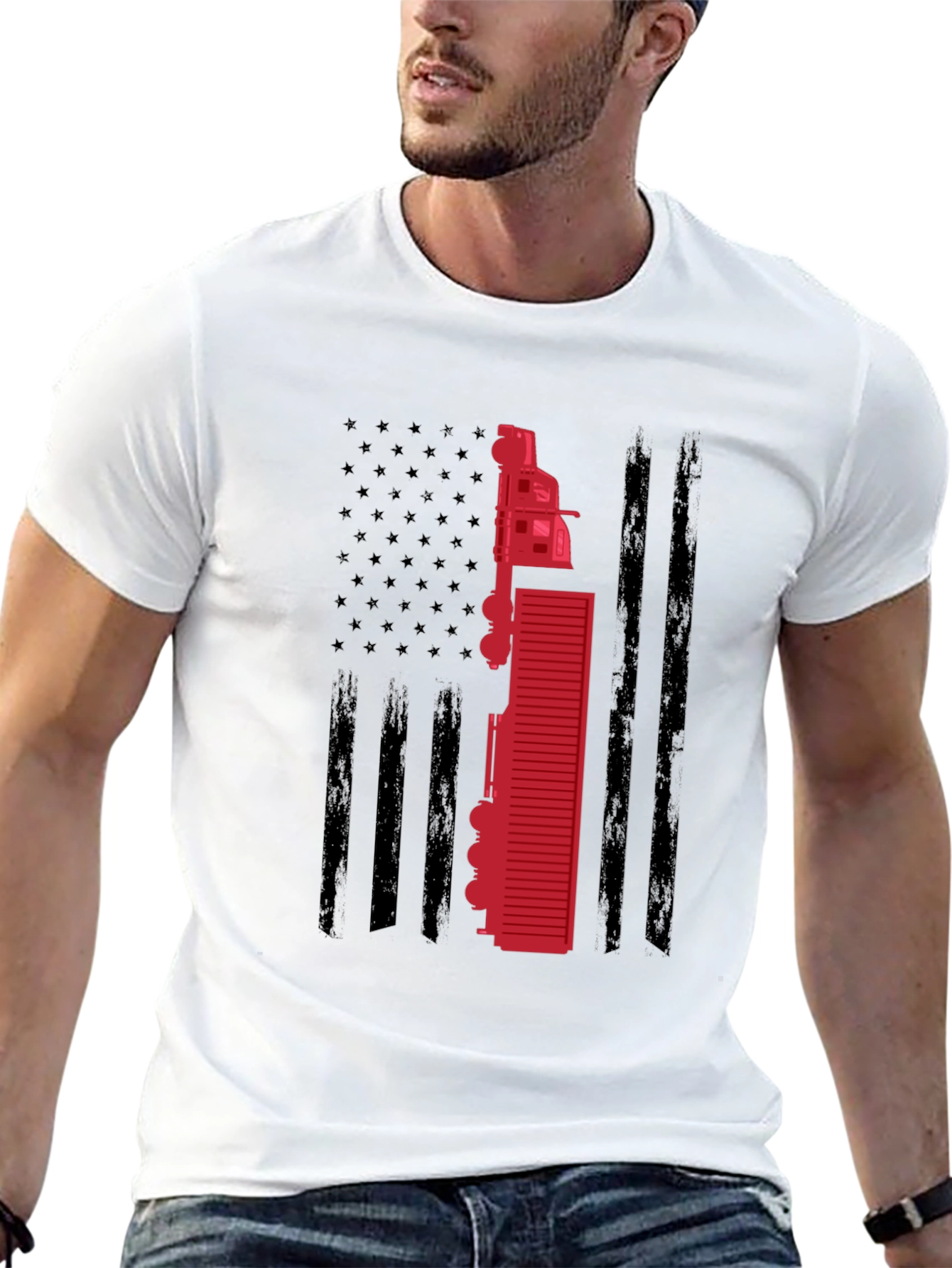 Trucker American Flag T-Shirt