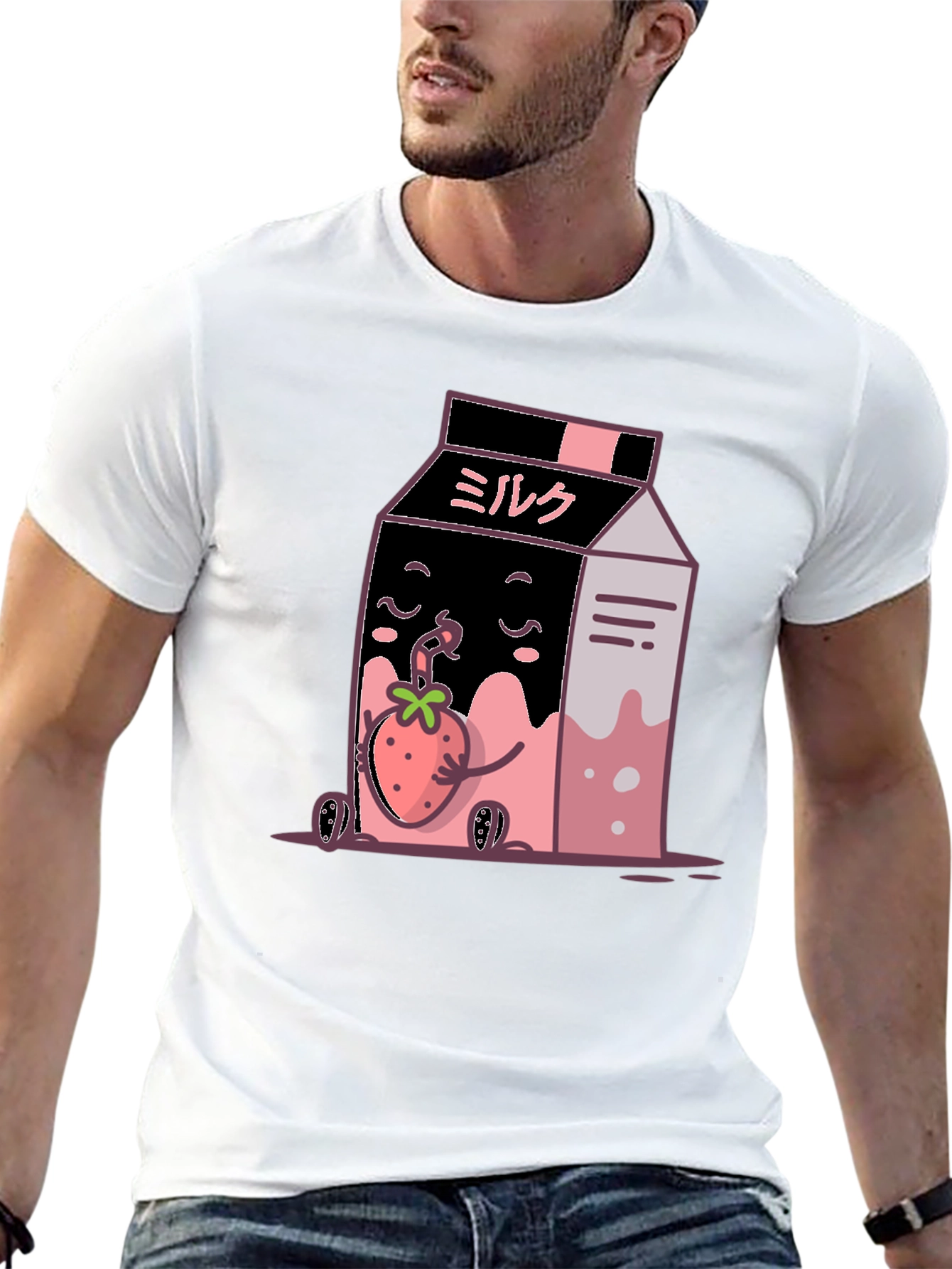 Strawberry Milk Cartoon Graphic T-Shirt