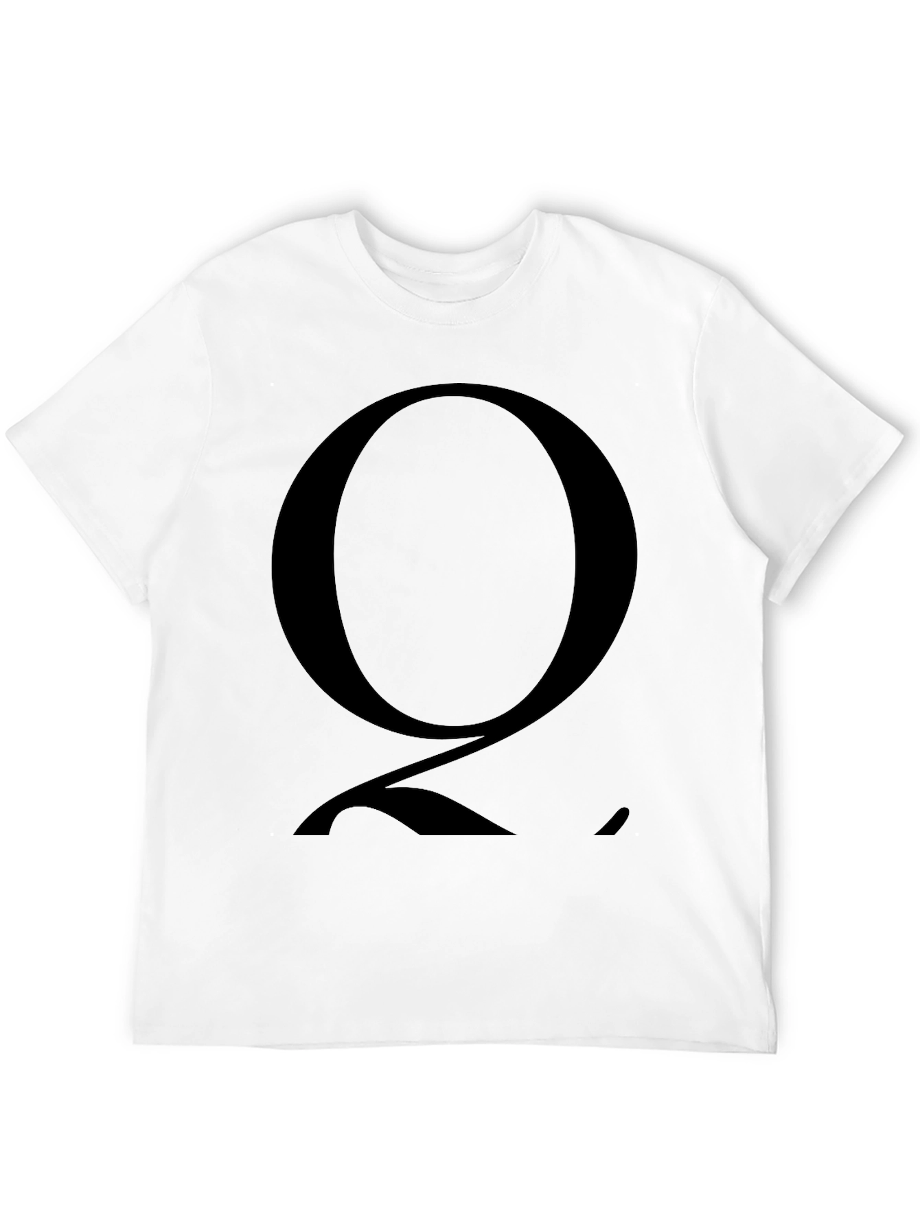 Mens Black T-Shirt with Bold Letter Q Graphic
