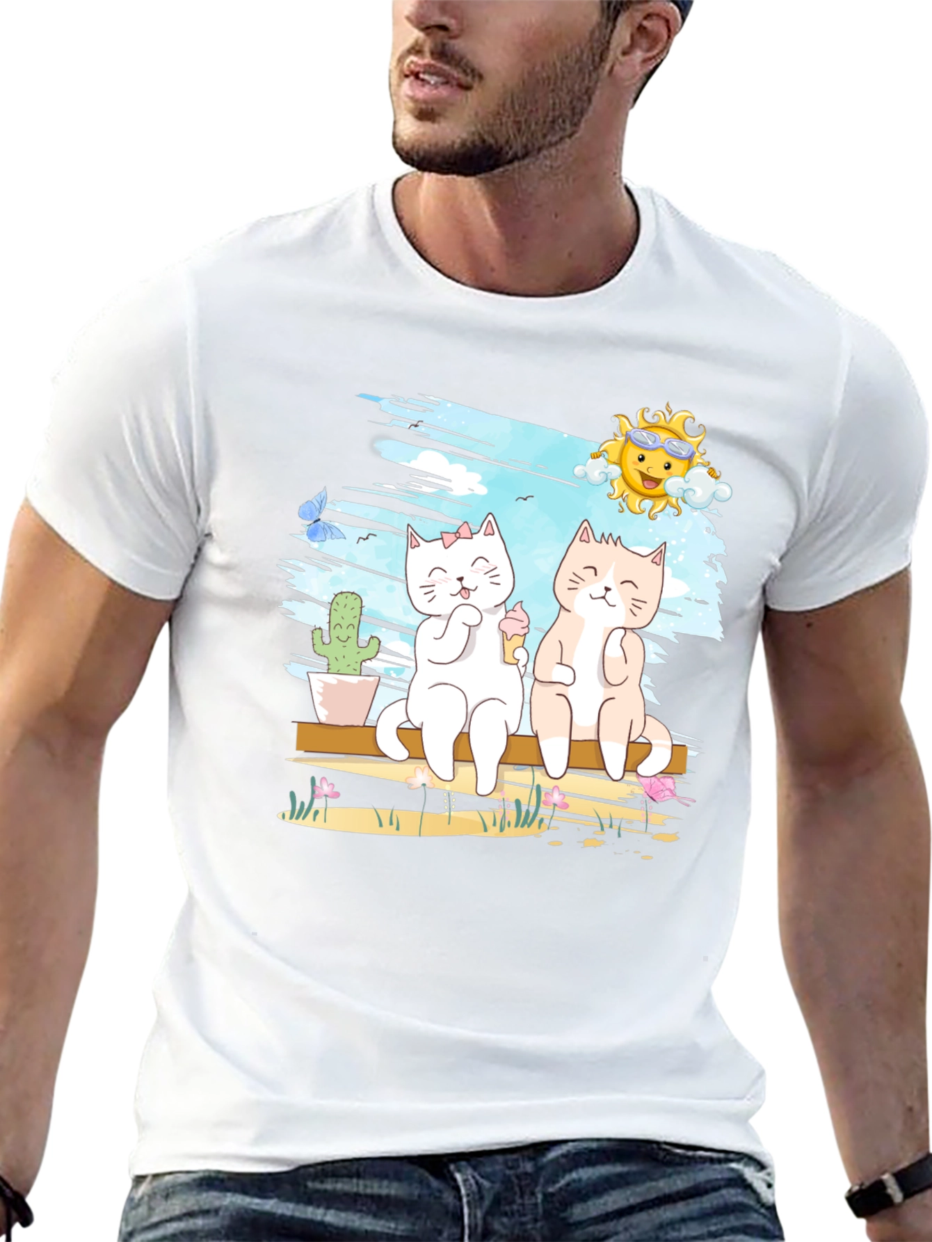 Summer Cats T-Shirt Cute Graphic Tee